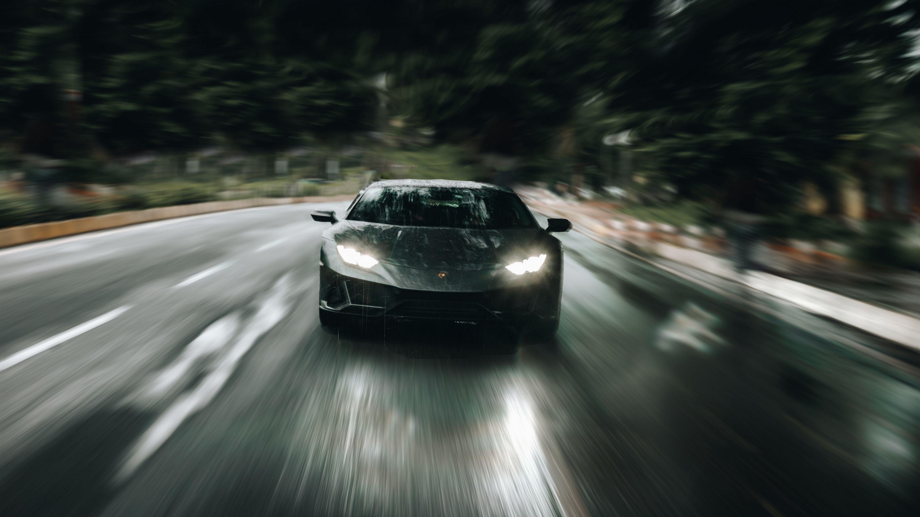 3840x2160 Download wallpaper 3840x2160 lamborghini huracan evo, lamborghini, car, sportscar, gray, speed, road 4k uhd 16:9 HD background
