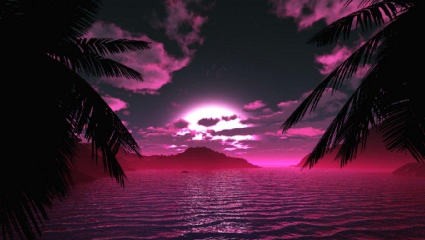 1360x768 Midnight Cove Pink Wallpaper Jhbq Pixel Popular HD Pink Beach Background HD Wallpaper