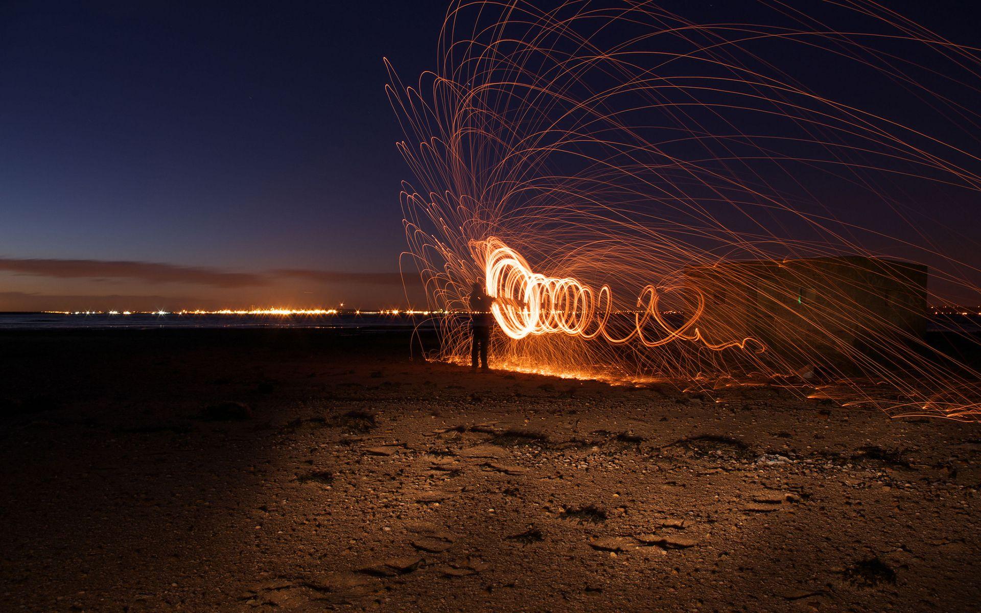 1920x1200 Sparks Timelapse Sparkler Night people .