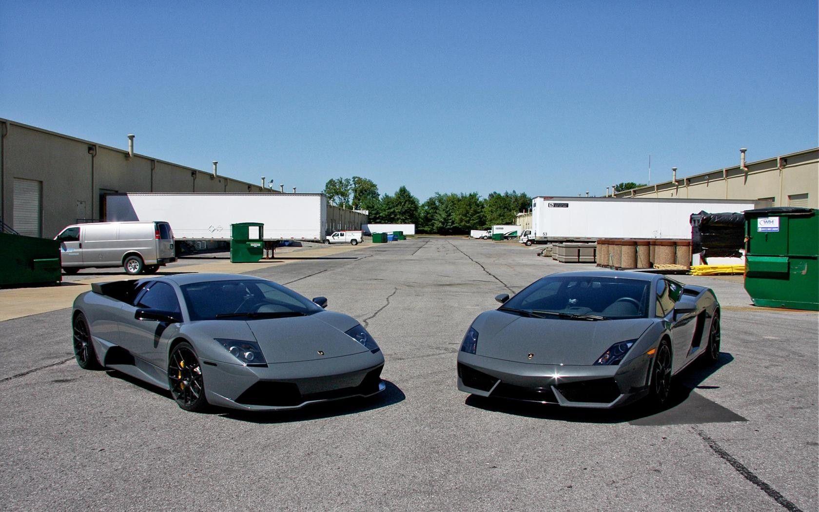 1680x1050 Two Lamborghini on Road Pics