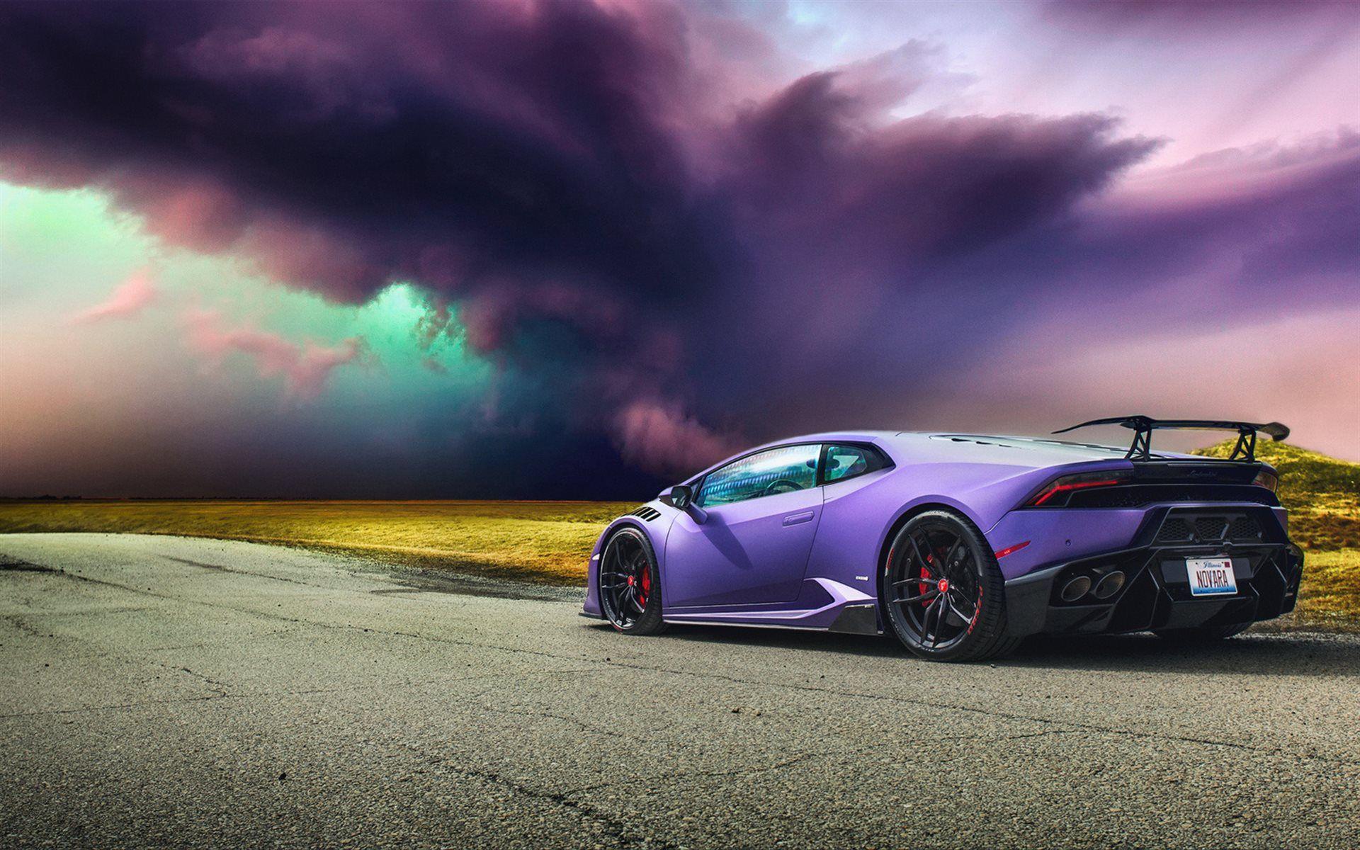 1920x1200 Download wallpaper storm, Lamborghini Huracan, road, supercars, purple Huracan, Lamborghini for desktop with resolution 1920x1200. High Quality HD picture wallpaper