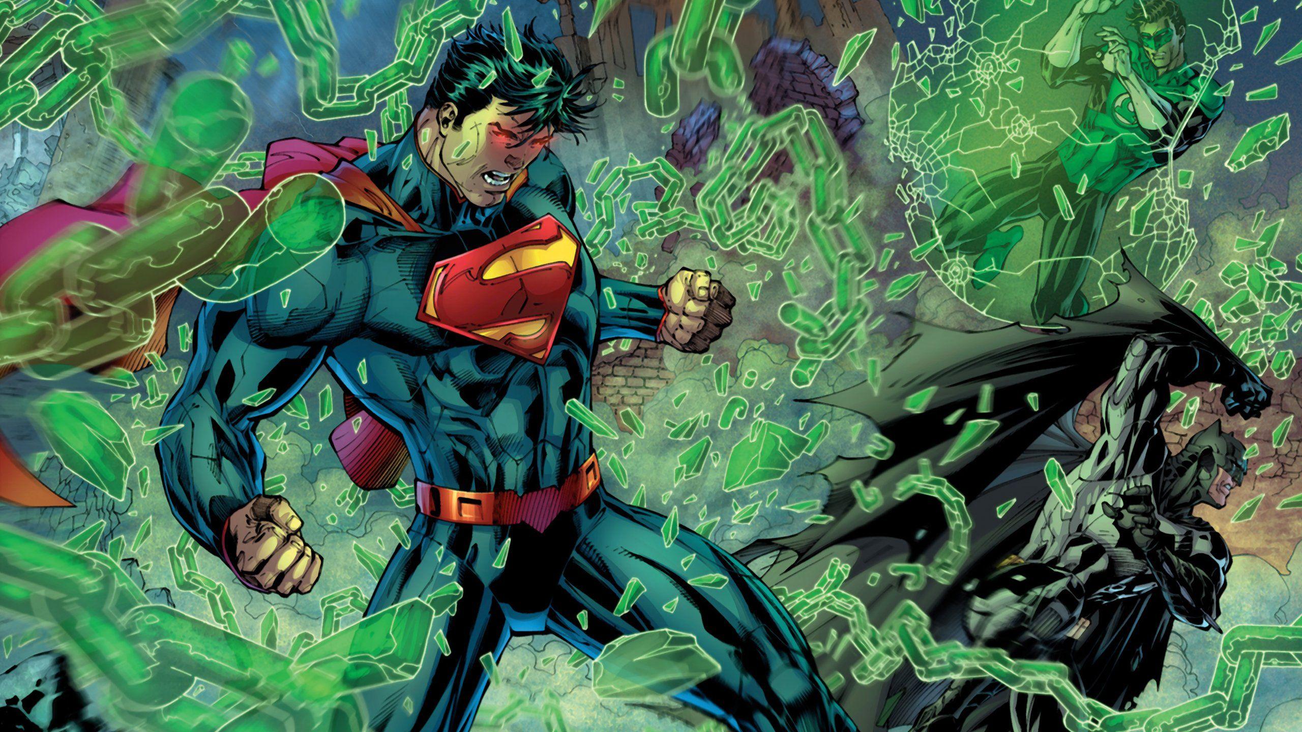 2560x1440 New 52 Justice League Superman Batman wallpaperx1440