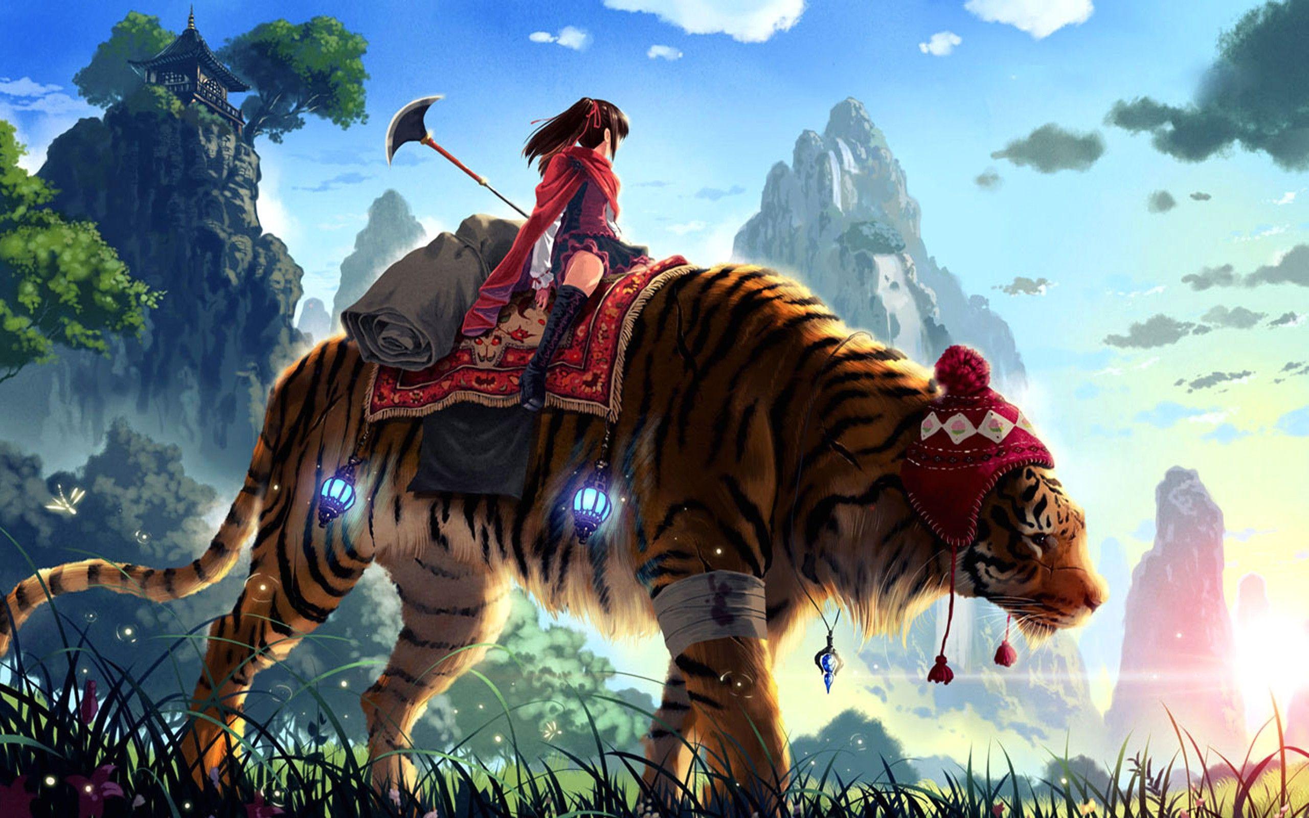 2560x1600 anime, Fantasy Art, Tiger Wallpaper HD / Desktop and Mobile Background