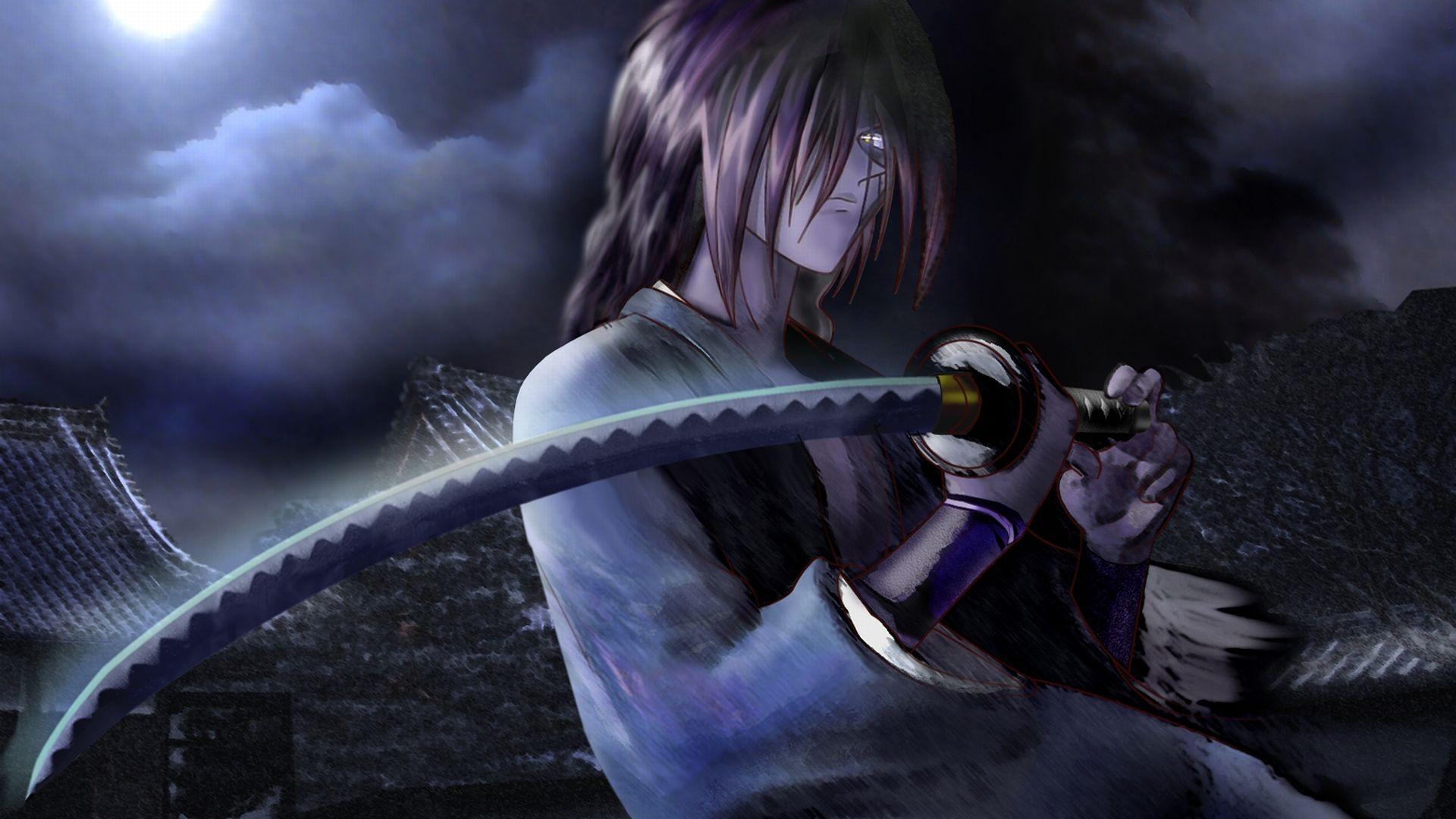 1920x1080 Full HD Wallpaper ninja katana japan cloud moon light, Desktop Background HD 1080p