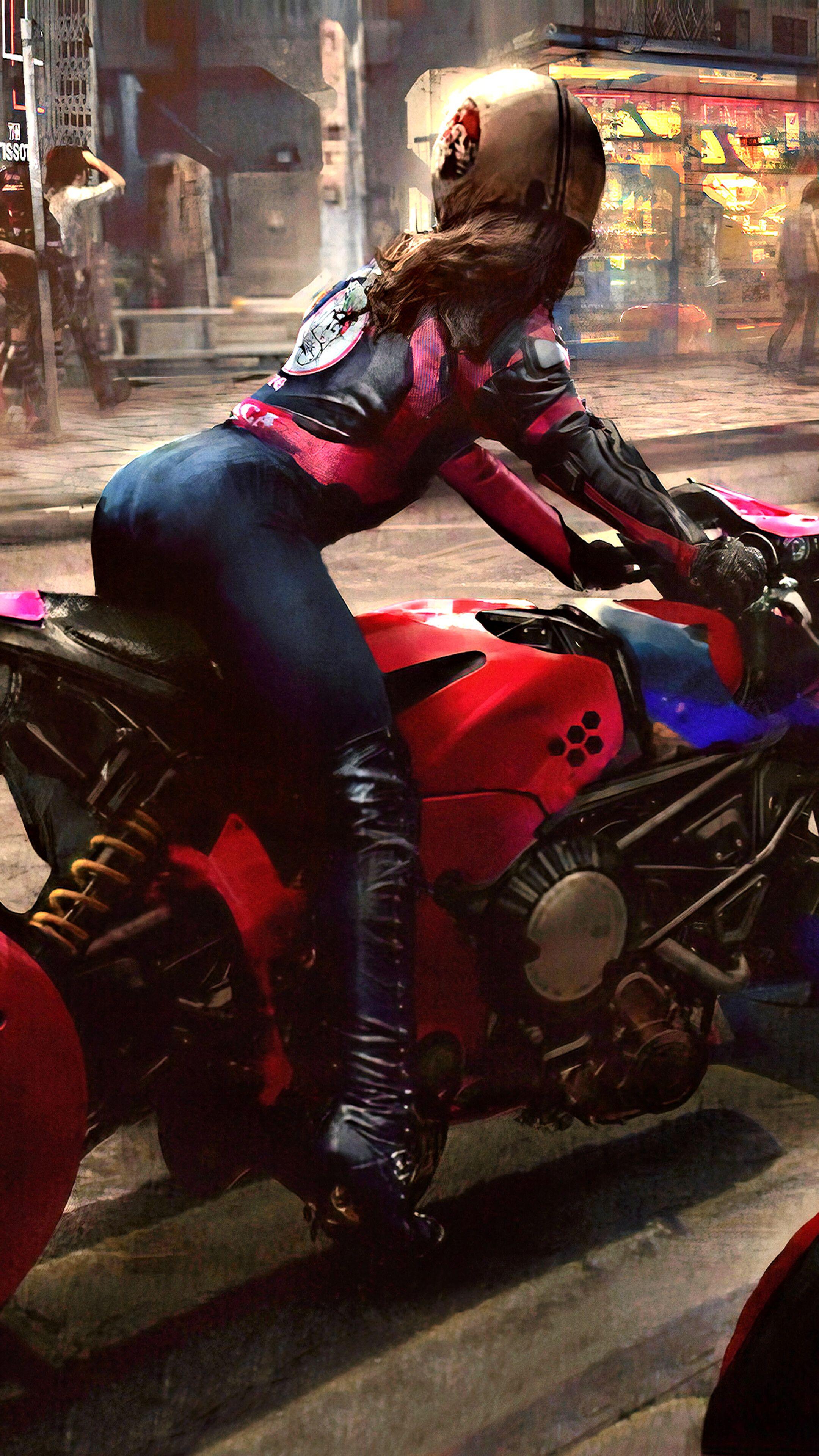 2160x3840 Cyberpunk, Biker, Girl, Digital Art, Motorcycle, Sci Fi, 4K IPhone 6s, 6 HD Wallpaper, Image, Background, Photo And Picture. Mocah.org HD Wallpaper