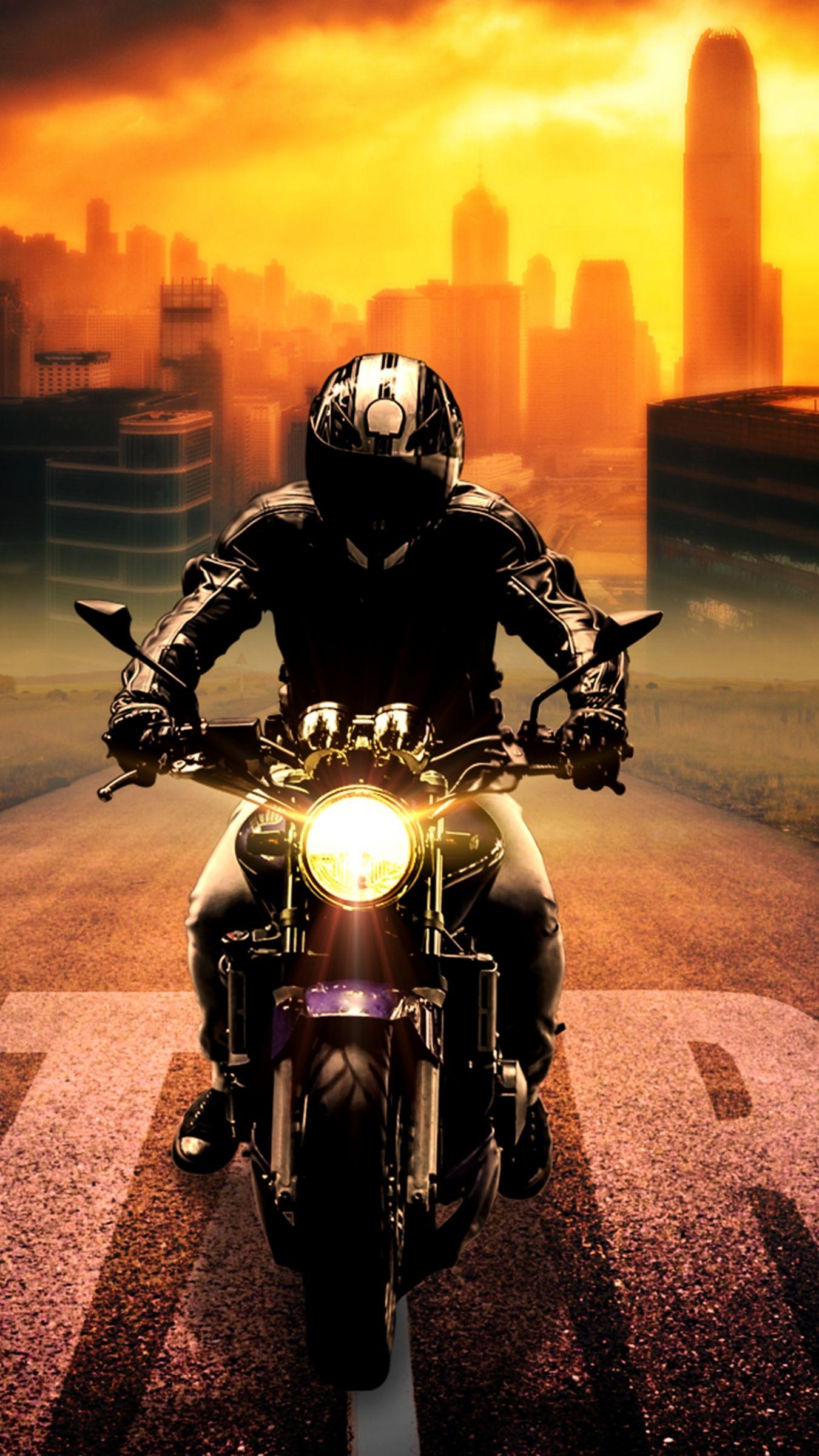 1350x2400 Download Biker, Bike, Motorcycle, Motorcyclist, Photohop Apple iPhone Plus wallpaper 1350x2400
