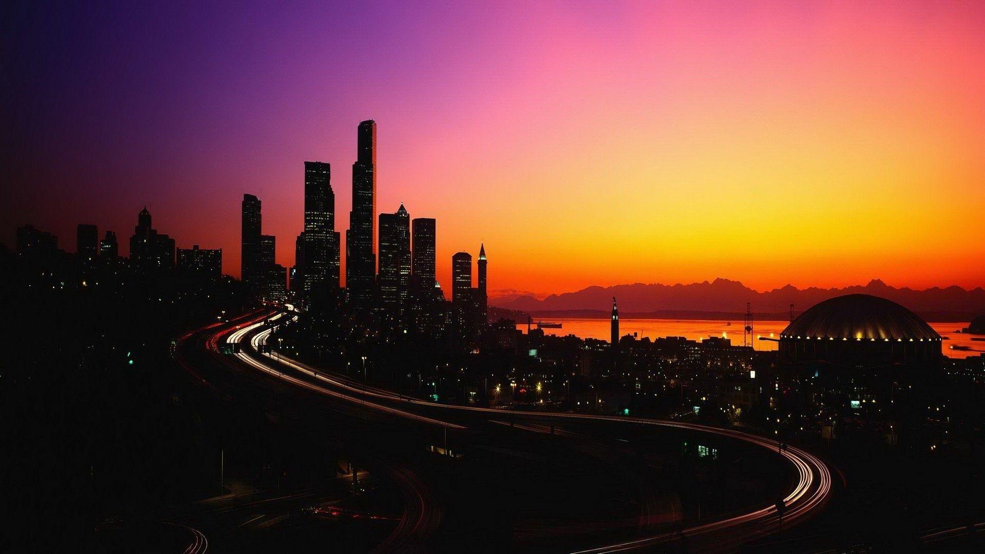 1920x1080 City Lights In The Dusk Wallpaper. City lights wallpaper, Lit wallpaper, Cityscape wallpaper