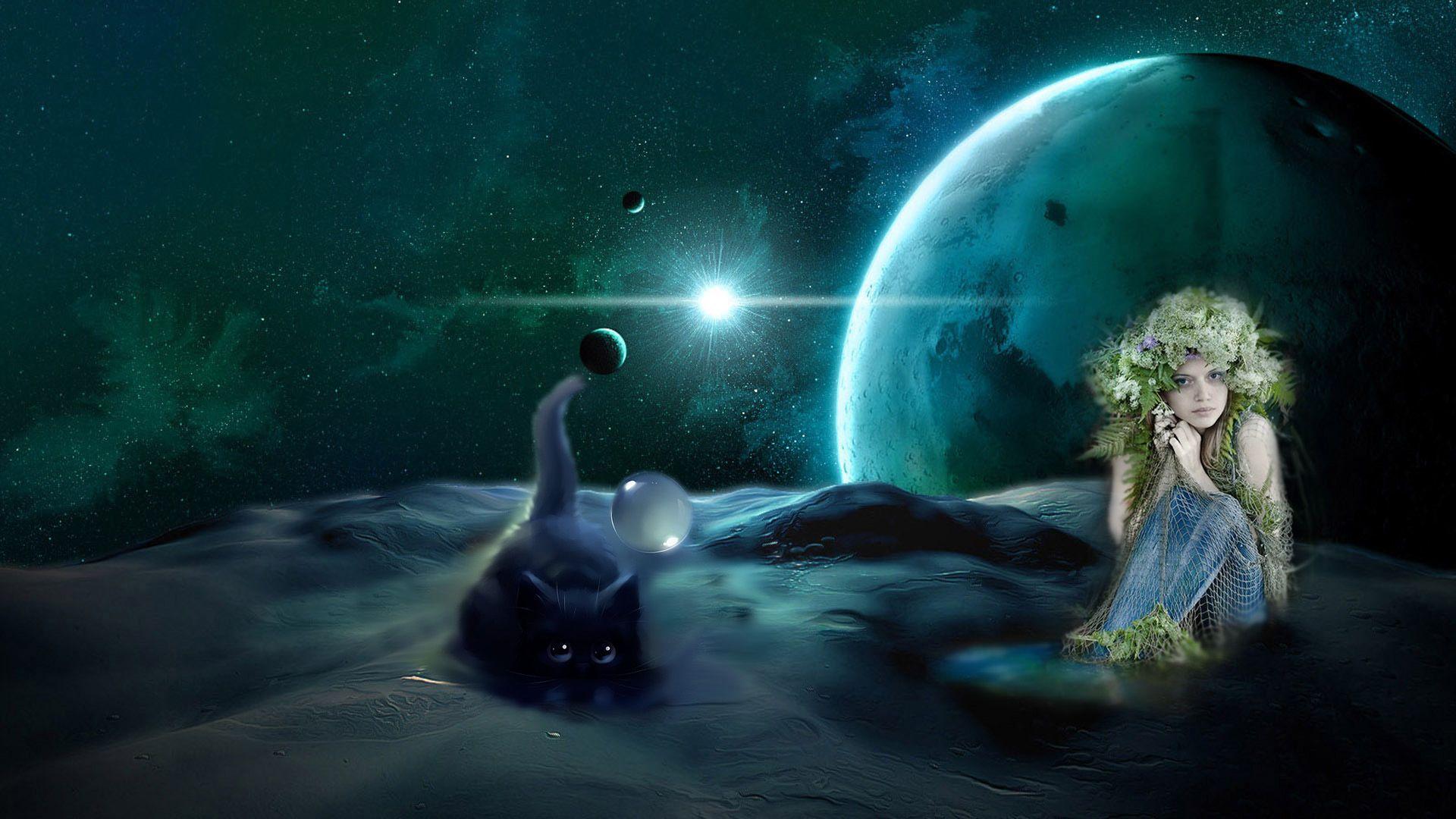 1920x1080 fantasy, Fairy, Gothic, Dark, Cats, Dream, Sci, Fi, Space, Plantes, Stars, Nebula Wallpaper HD / Desktop and Mobile Background