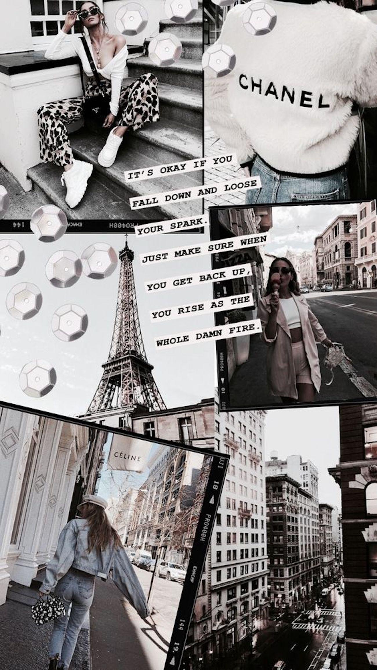 1300x2310 Fashion Collage Background For Your Phone IN THE CITY. Collage background, iPhone wallpaper vintage, Fashion collage