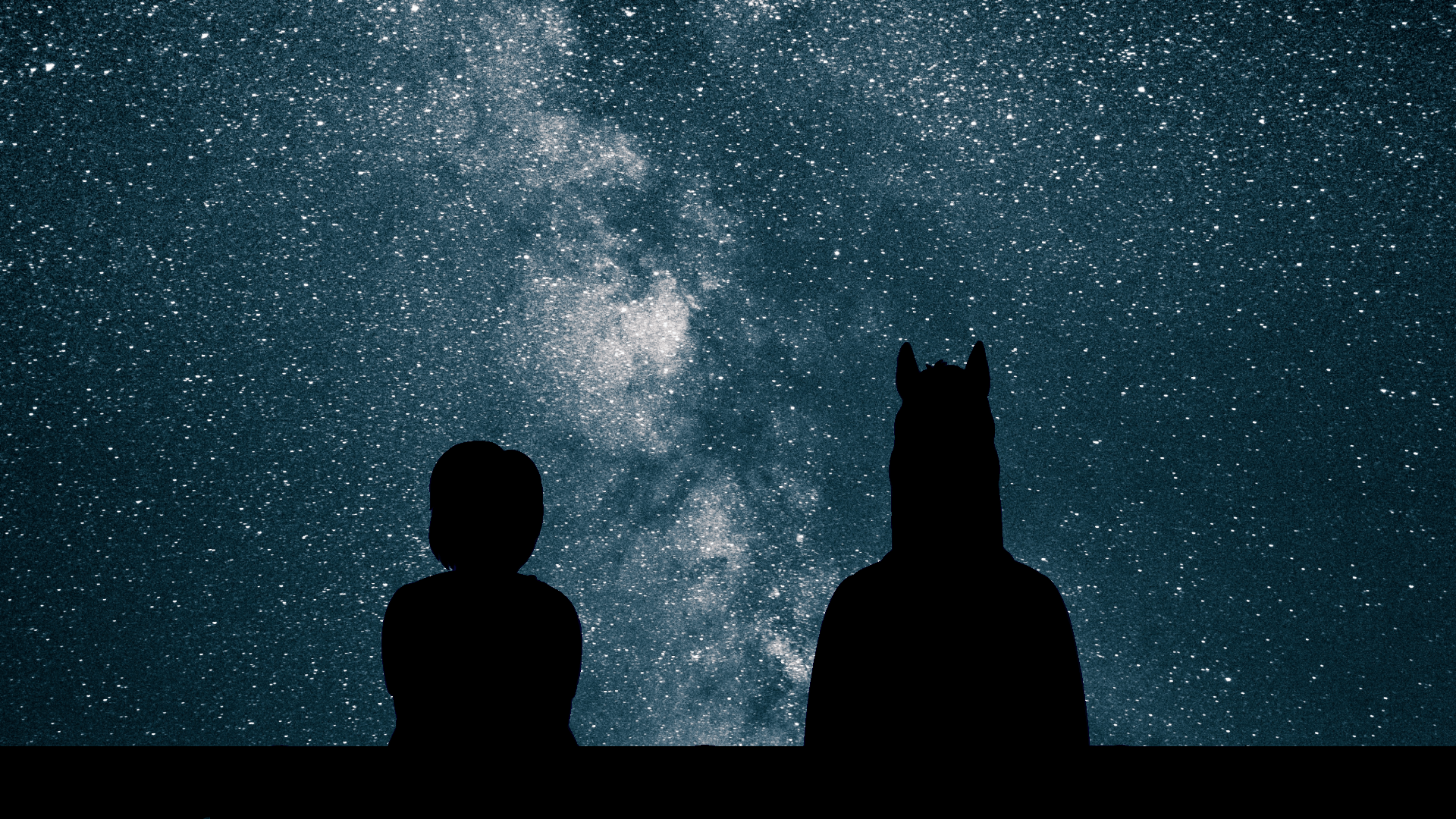 1920x1080 Sky Blue Water Darkness Atmosphere Night Silhouette Horseman Wallpaper Desktop HD Wallpaper