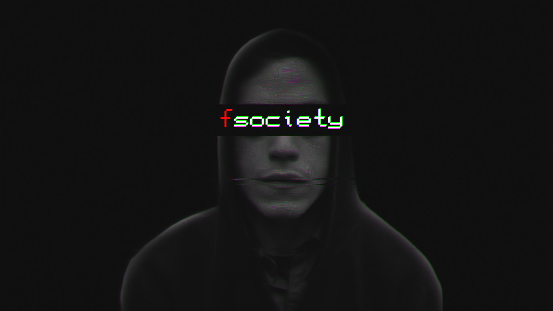 1920x1080 #black background, #TV, #monochrome, #face, #Mr. Robot, #fsociety, #Elliot (Mr. Robot), #simple background, wallpaper. Mocah HD Wallpaper