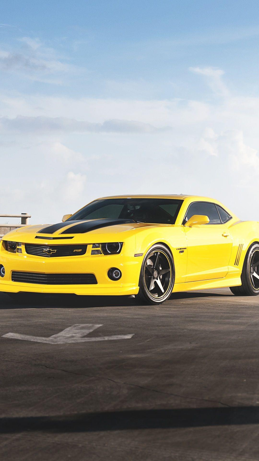 1080x1920 Chevrolet Camaro RS yellow car iPhone X 3GS wallpaper download