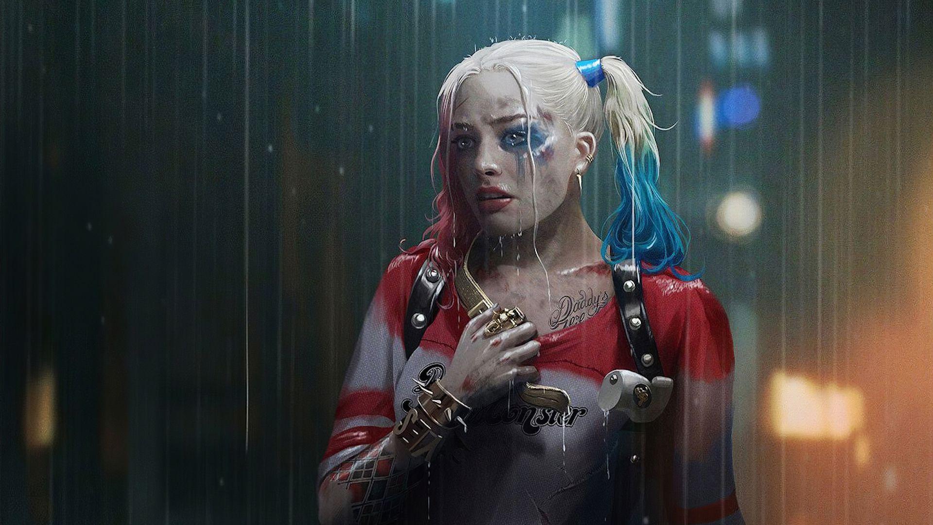 1920x1080 Harley Quinn In Rain Laptop Full HD 1080P HD 4k Wallpaper, Image, Background, Photo and Picture