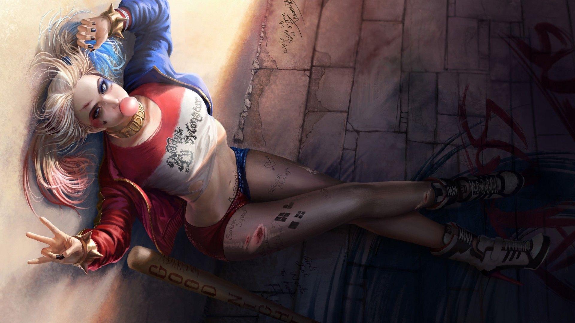 1920x1080 Wallpaper Harley quinn, Suicide Squad, art, Margot Robbie, Best Movies of Art