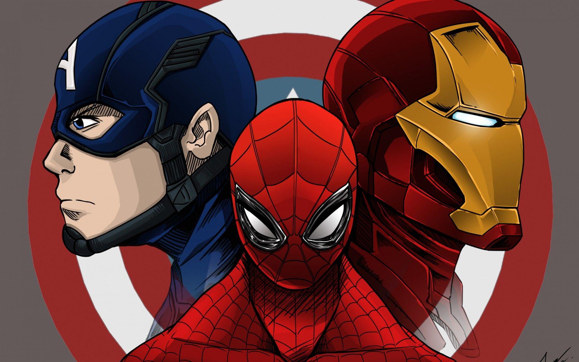 1920x1200 Wallpaper Captain America, Spider Man, Iron Man, Civil War, Artwork, 4K, Creative Graphics,. Wallpaper For IPhone, Android, Mobile And Desktop