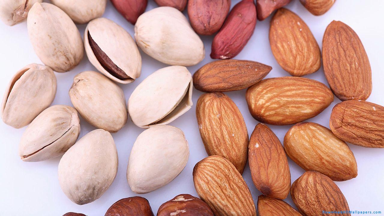 1280x720 Assorted Dry Fruits Collection, Nuts, Pistachios, Pista, Almonds, Healthy, Yummy, Delicious, Dry Fruits, Beans, Seeds, Assorted Dry Fruits, Mixed Dry Fruits, Assorted, Mixed, Top View, Food, White Background, , Food Wallpaper, Dry