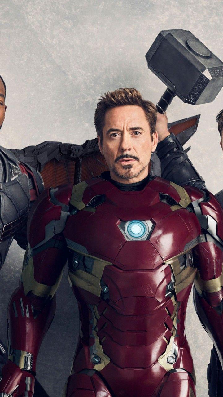 720x1280 Wallpaper Avengers: Infinity War, Falcon, Iron Man, Thor, Anthony Mackie, Robert Downey Jr., Chris Hemsworth, 5k, Movies