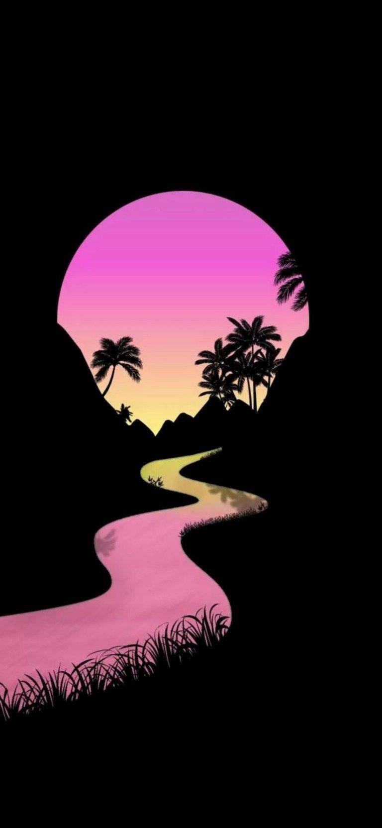768x1664 Artistic Sunset Background Minimalist iQOO Z1x HD Wallpaper ⋆ Traxzee