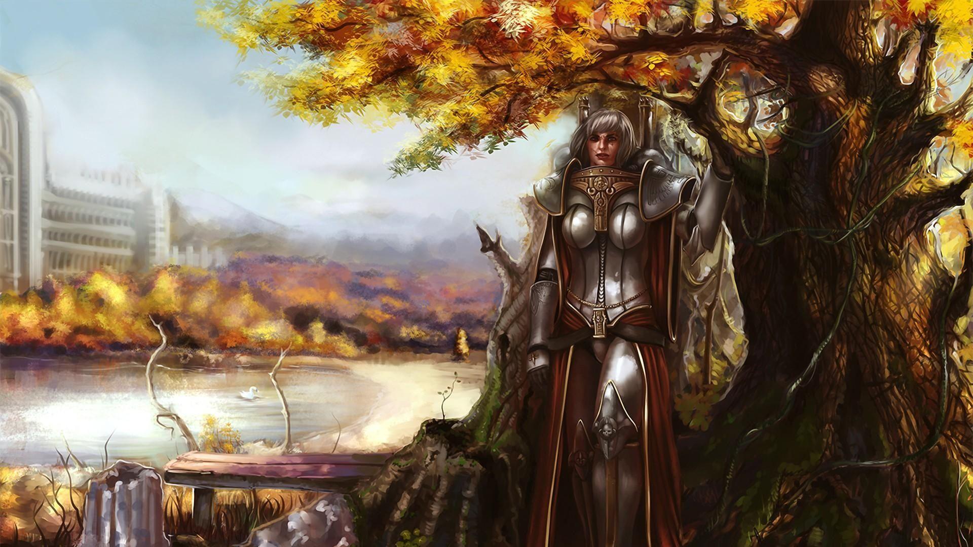 1920x1080 Download 1920x1080 HD Wallpaper sister of battle warhammer autumn forest art, Desktop Background HD