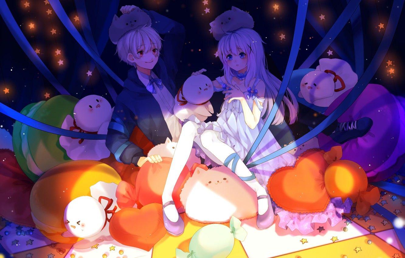 1332x850 Wallpaper girl, tape, animals, anime, art, guy, nico nico singer, gochuumon wa usagi desu ka?, flats forget chino, mafumafu image for desktop, section прочее