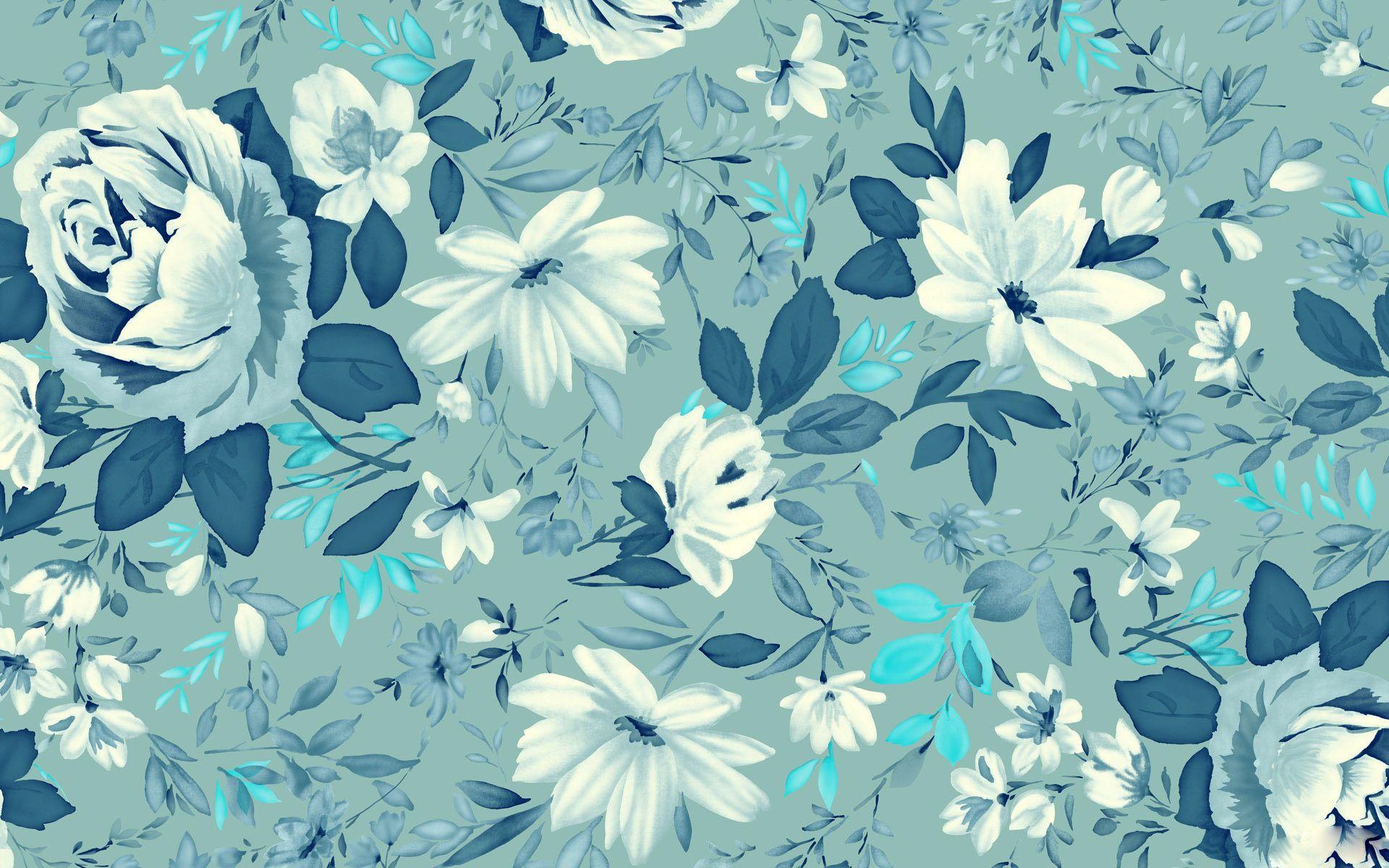1920x1200 Blue Flowers Pattern HD wallpaper