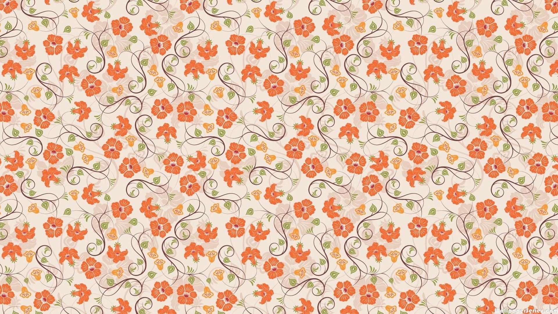 1920x1080 HD Orange Flower Pattern Wallpaper