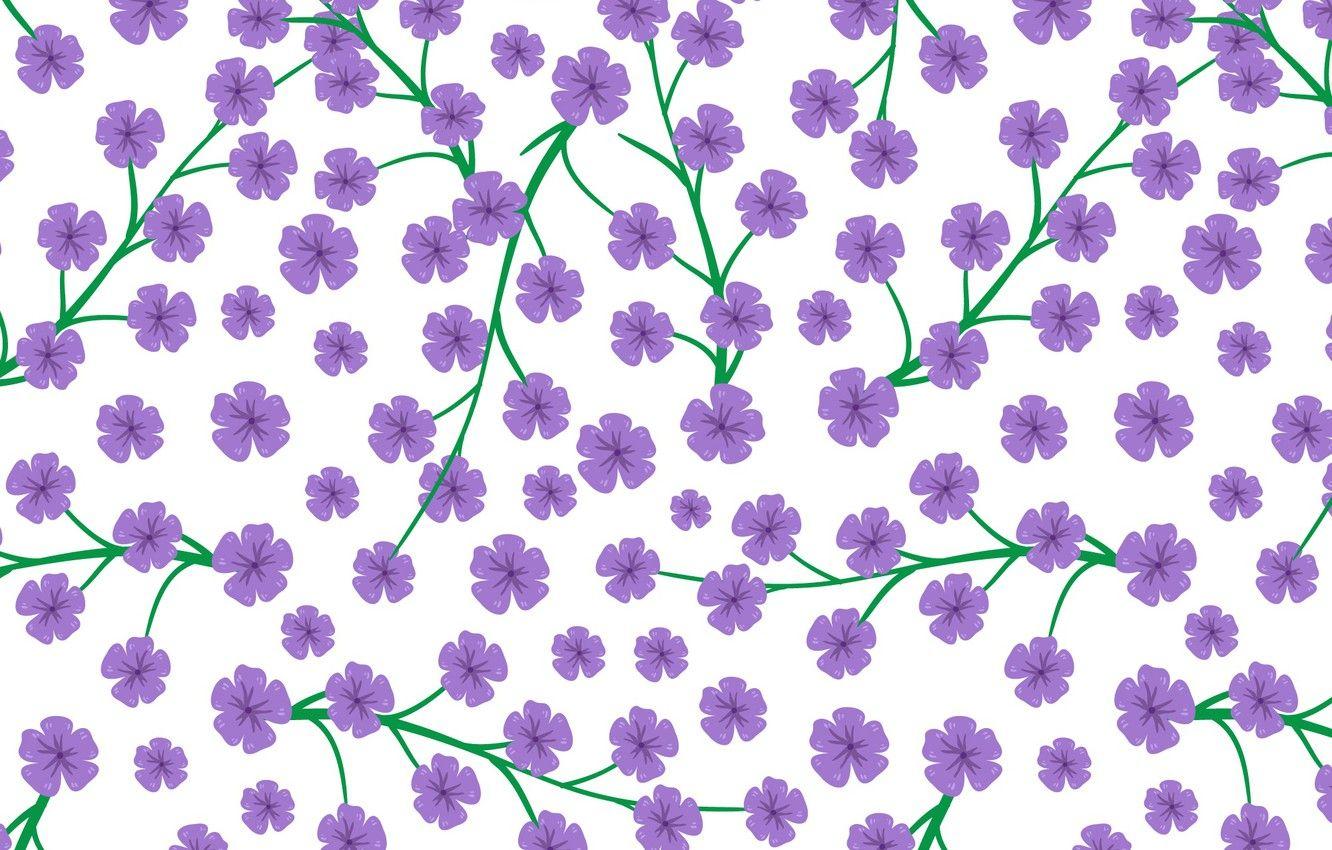 1332x850 Wallpaper flowers, white, flowers, background, pattern, purple image for desktop, section текстуры