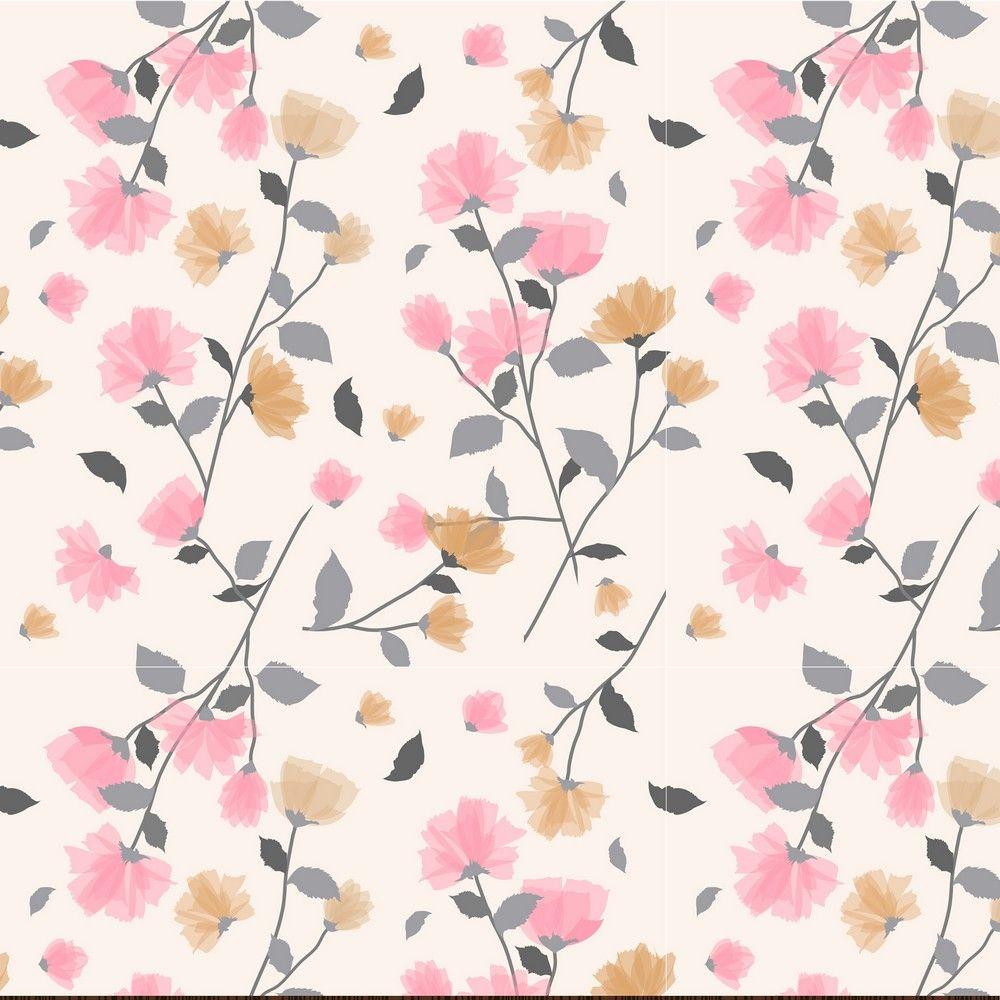 1000x1000 Pink And Tan Flowers Peel And Stick Wallpaper