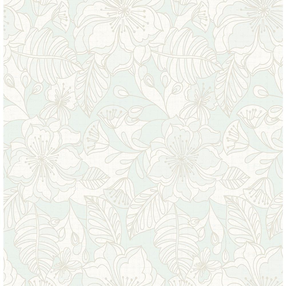 1000x1000 Brewster Vera Light Blue Flowers Light Blue Wallpaper Sample 2766 003540SAM Home Depot