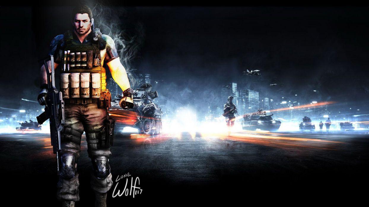 1244x700 Video games Battlefield Resident Evil digital art Battlefield 3 Chris Redfield wallpaperx1080