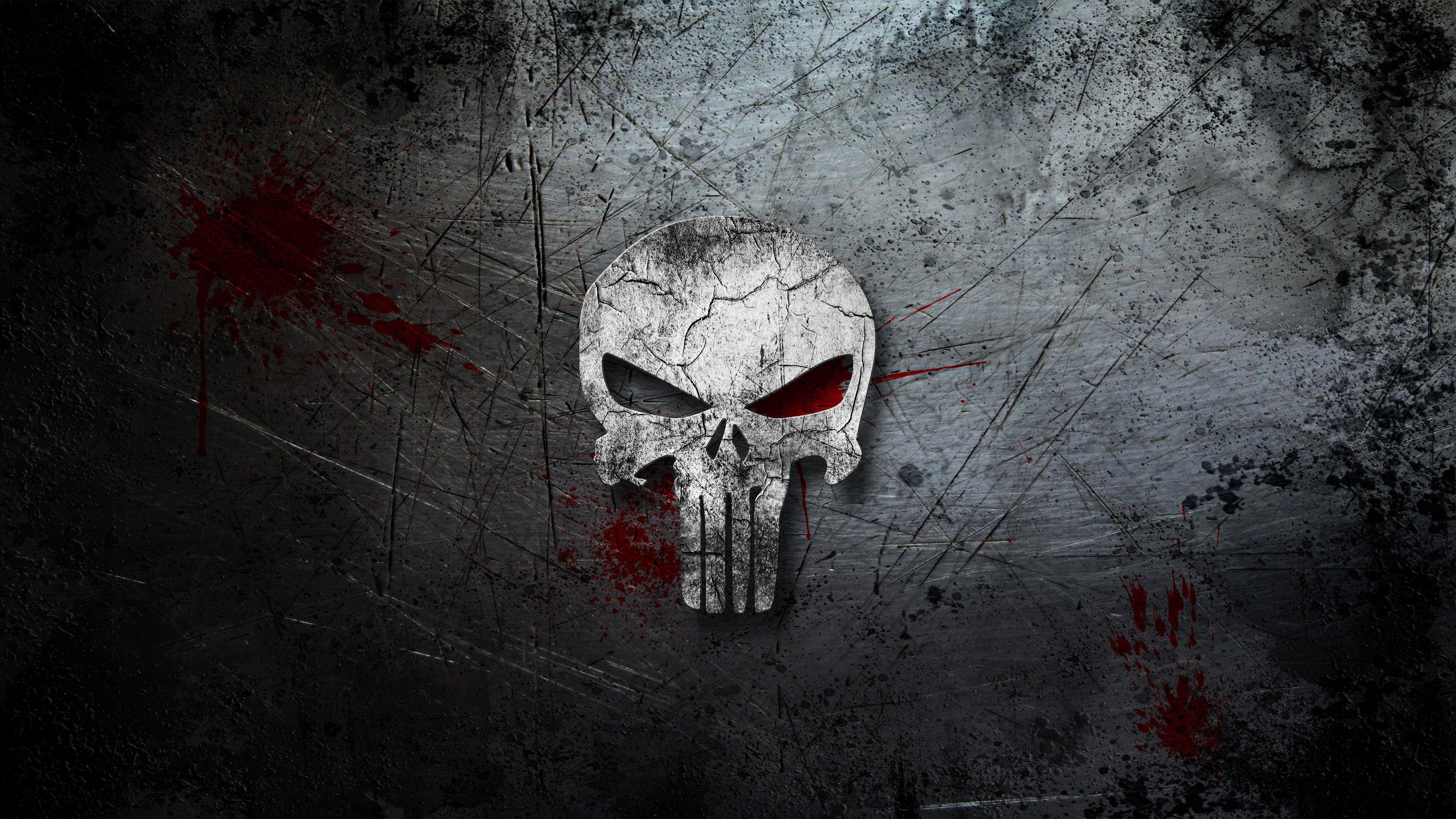 3840x2160 The Punisher Marvel Comics Skull Grunge Wallpaper:3840x2160