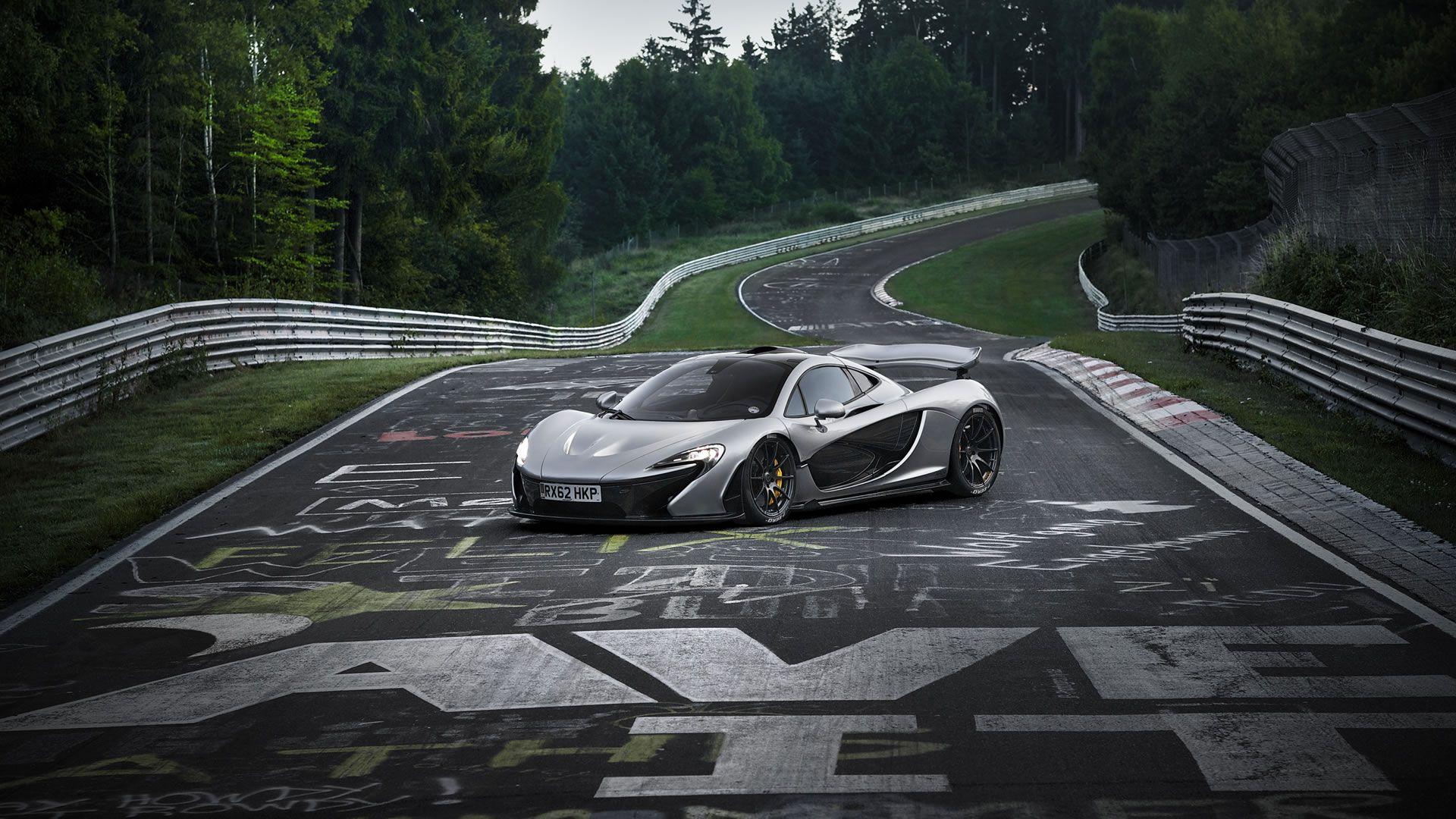 1920x1080 McLaren P1 on Nurburgring Nordschleife Wallpaper x Supernova Silver color