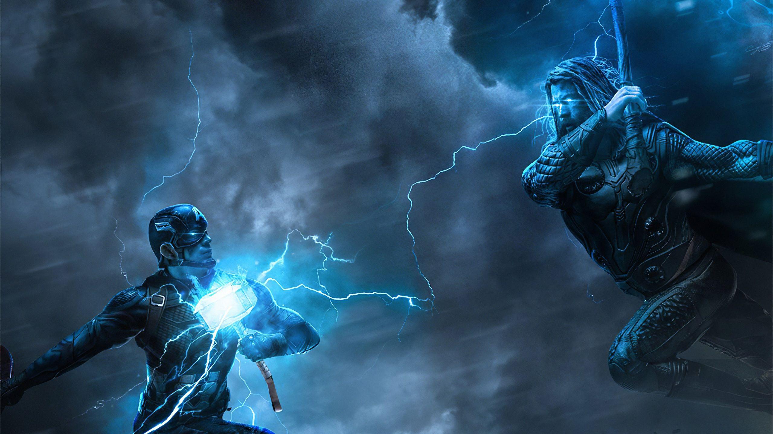 2560x1440 Wallpaper 4k Thor Vs Captain America Art captain america vs thor 4k wallpaper, Thor vs Captain America HD 4k wallpaper