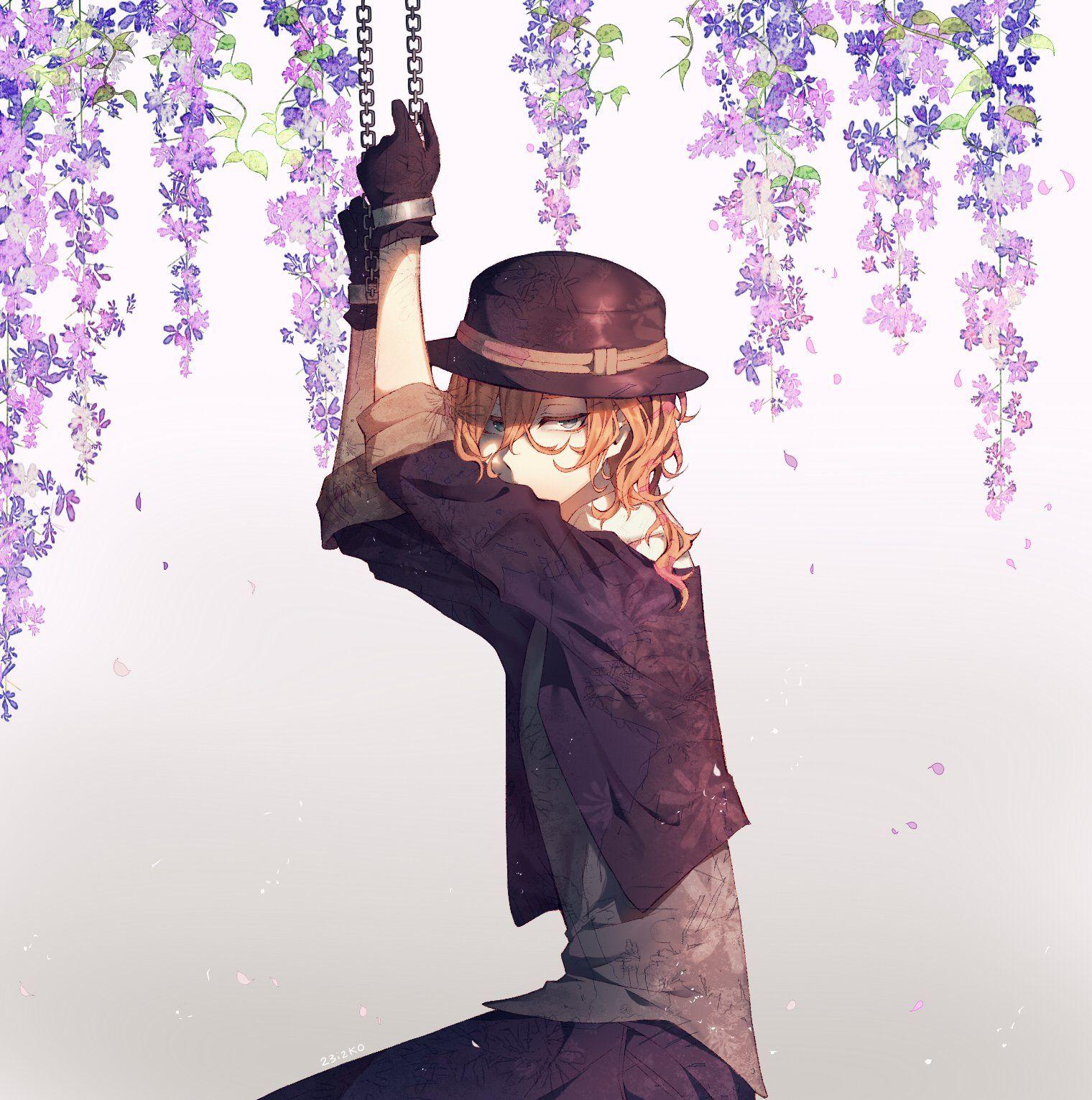 1520x1531 Hình nền Bungou Stray Dogs Nakahara Chuuya Wisteria.  1520x1531.  997760. Hình nềnUP