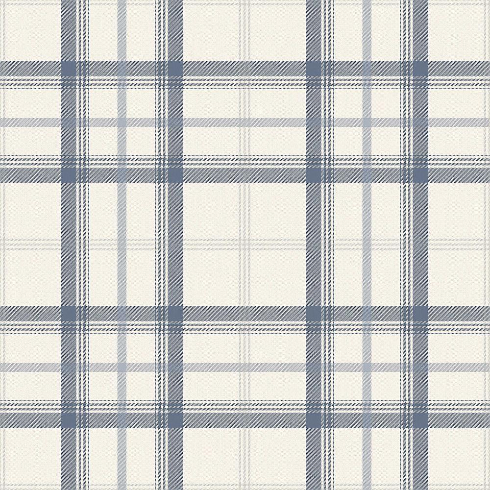 1000x1000 Fine Decor Cambridge Blue Plaid Wallpaper. The Home Depot Canada