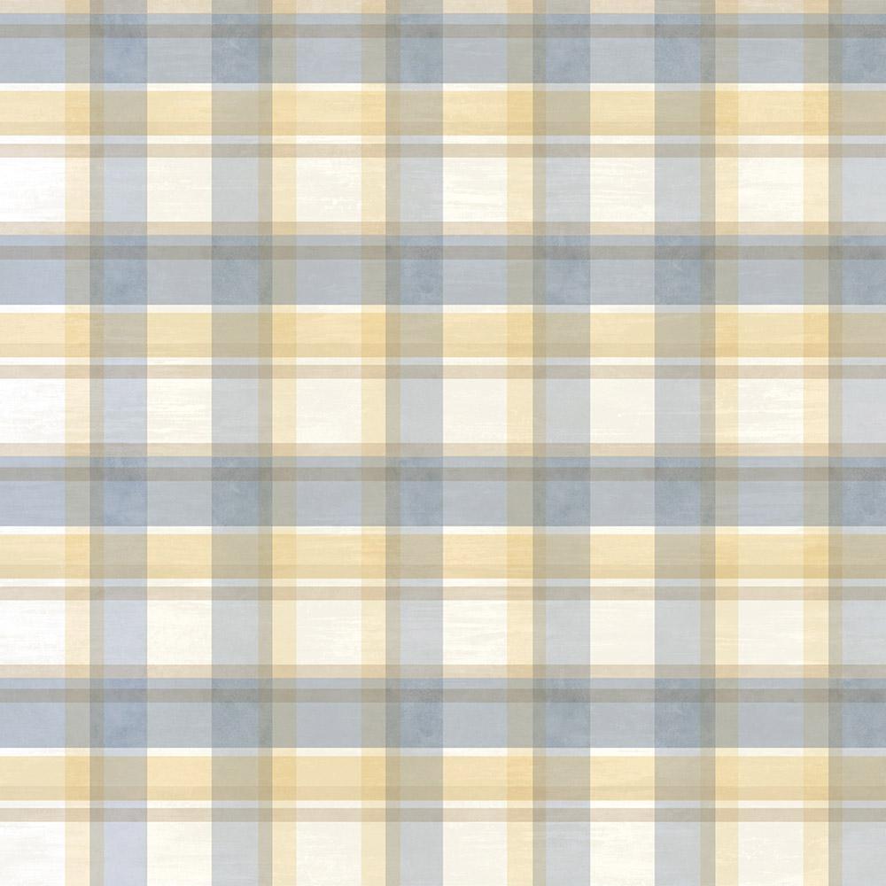 1000x1000 Chesapeake Joshua Blue Sunday Plaid Tartan Paper Strippable Wallpaper (Covers 56.4 sq. ft.)-BBC21536 Home Depot