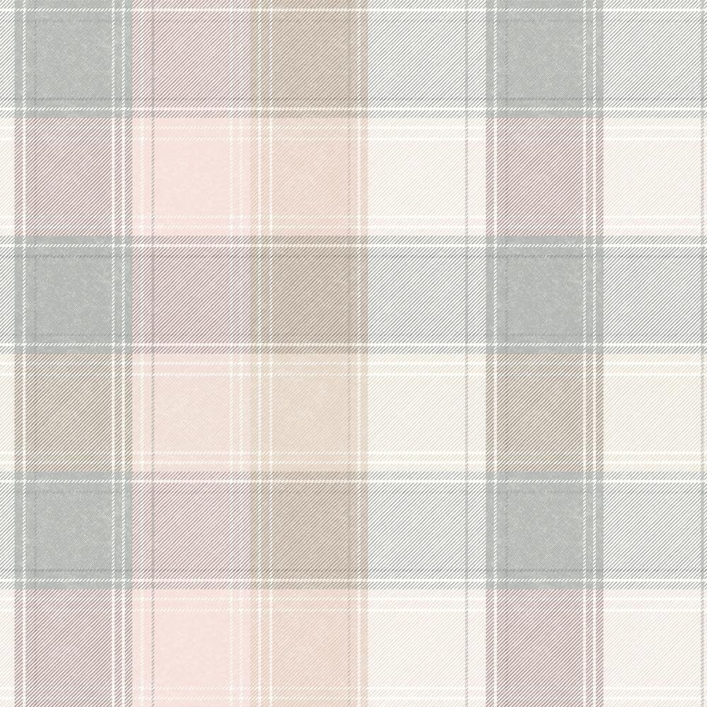 1000x1000 Arthouse Country Check Pink & Grey Tartan Wallpaper 901900 from Wallpaper Depot UK