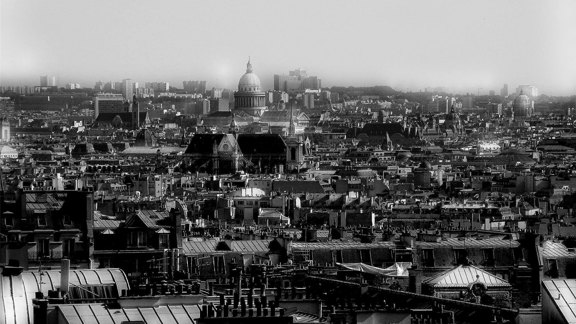 1920x1080 Black and white Paris Wallpaper