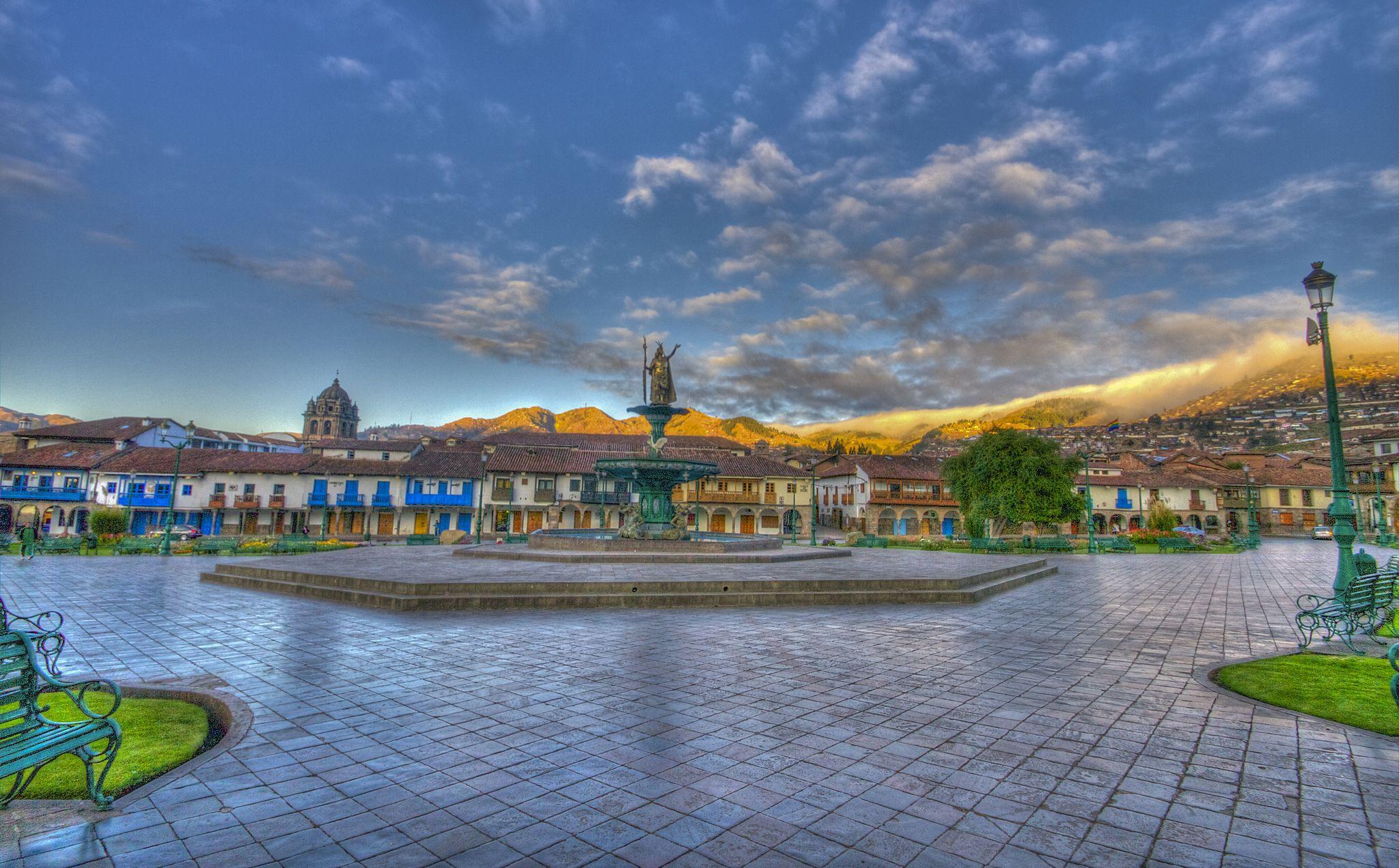 2048x1272 Photos Peru Fountains Cusco HDRI Sky Street Cities 2048x1272