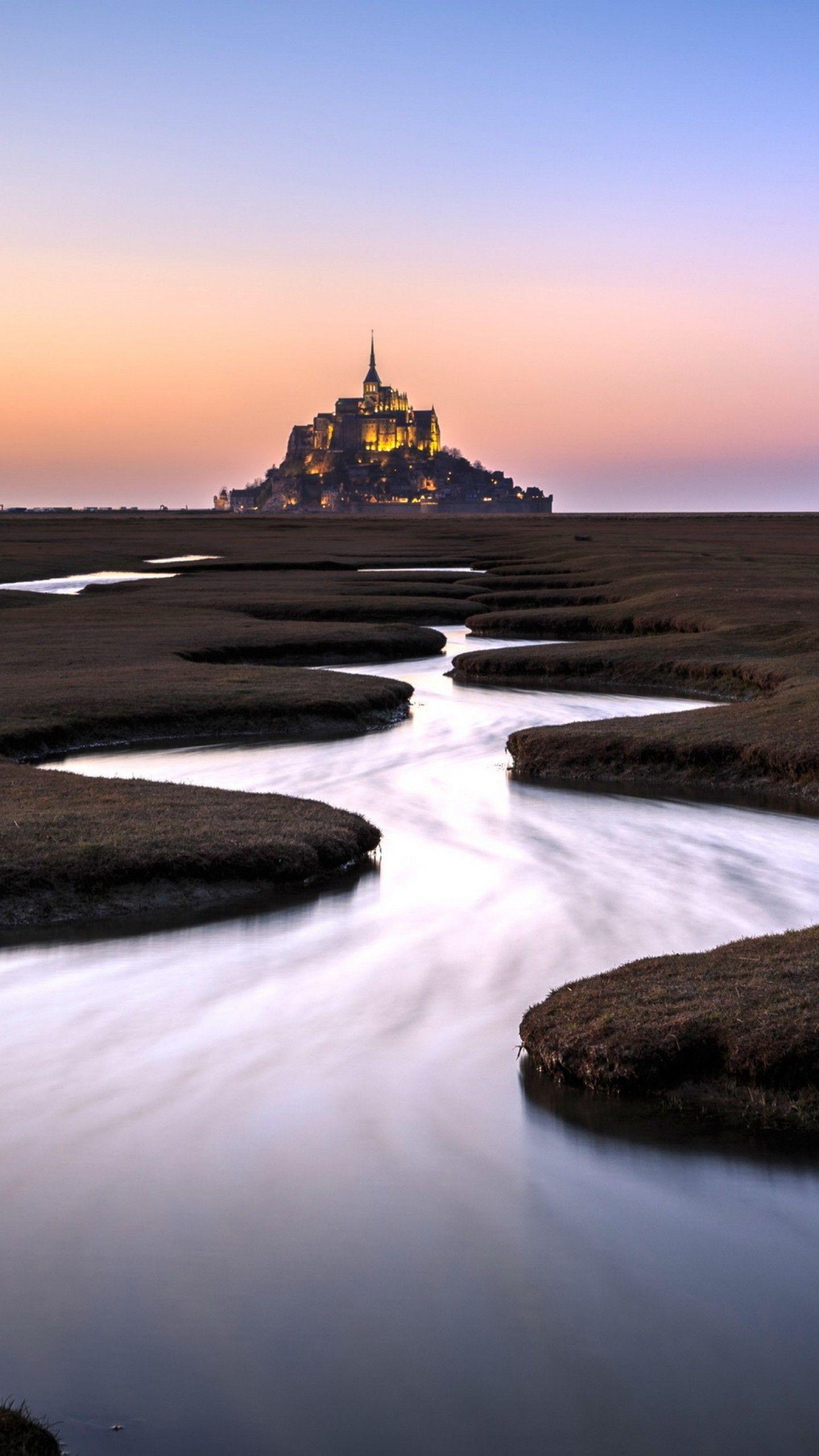 1440x2560 Wallpaper Mont Saint Michel, France, Sunset, World / Most Popular,. Wallpaper For IPhone, Android, Mobile And Desktop