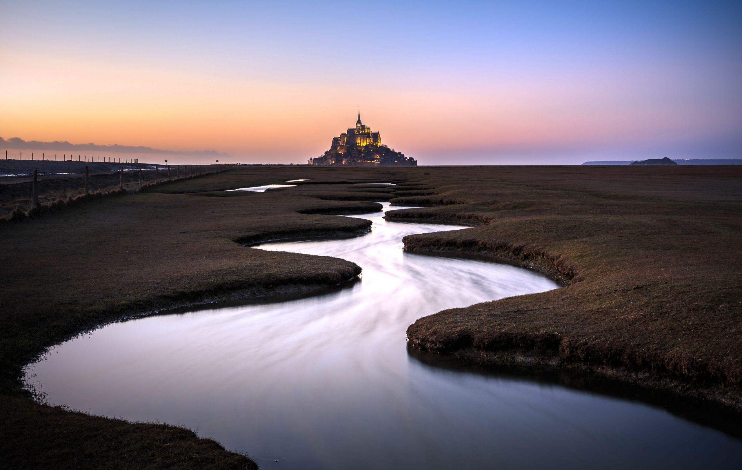 2560x1621 #Sunset, #France, #Mont Saint Michel. Mocah.org HD Desktop Wallpaper