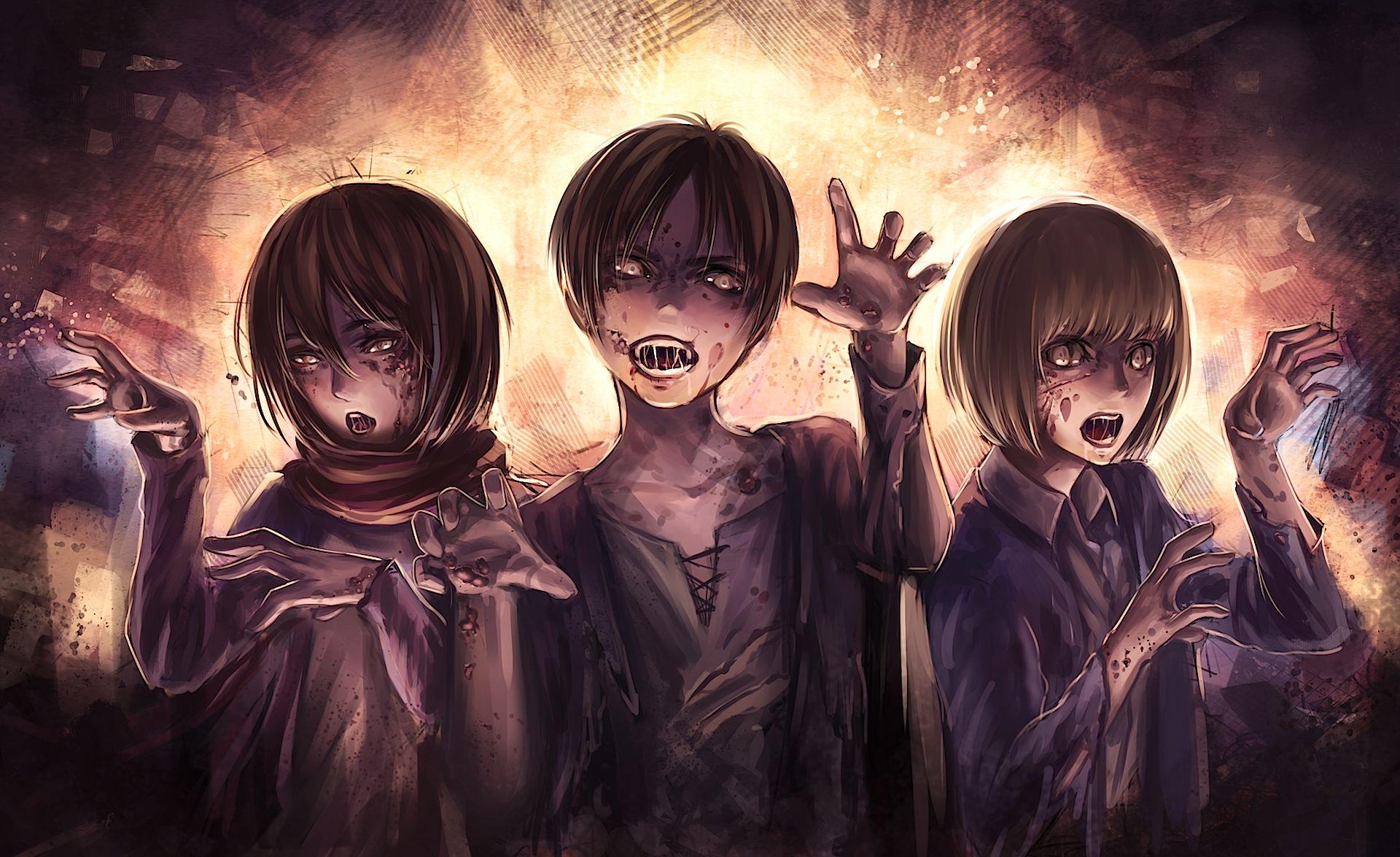 1920x1175 Shingeki No Kyojin Eren Yeager Mikasa Ackerman Armin Arlert Wallpaper:1920x1175