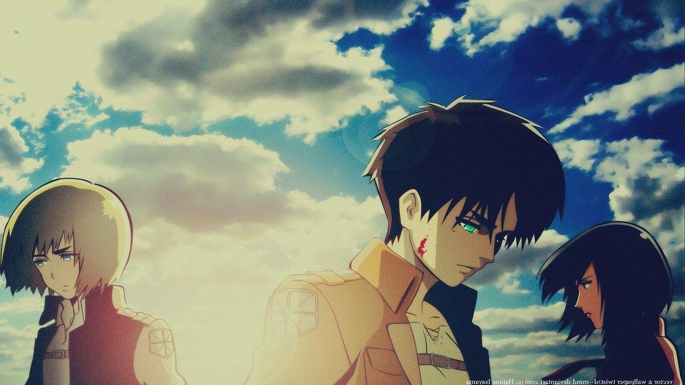 1366x768 Shingeki No Kyojin, Anime, Eren Jeager, Mikasa Ackerman, Armin Arlert Wallpaper HD / Desktop and Mobile Background