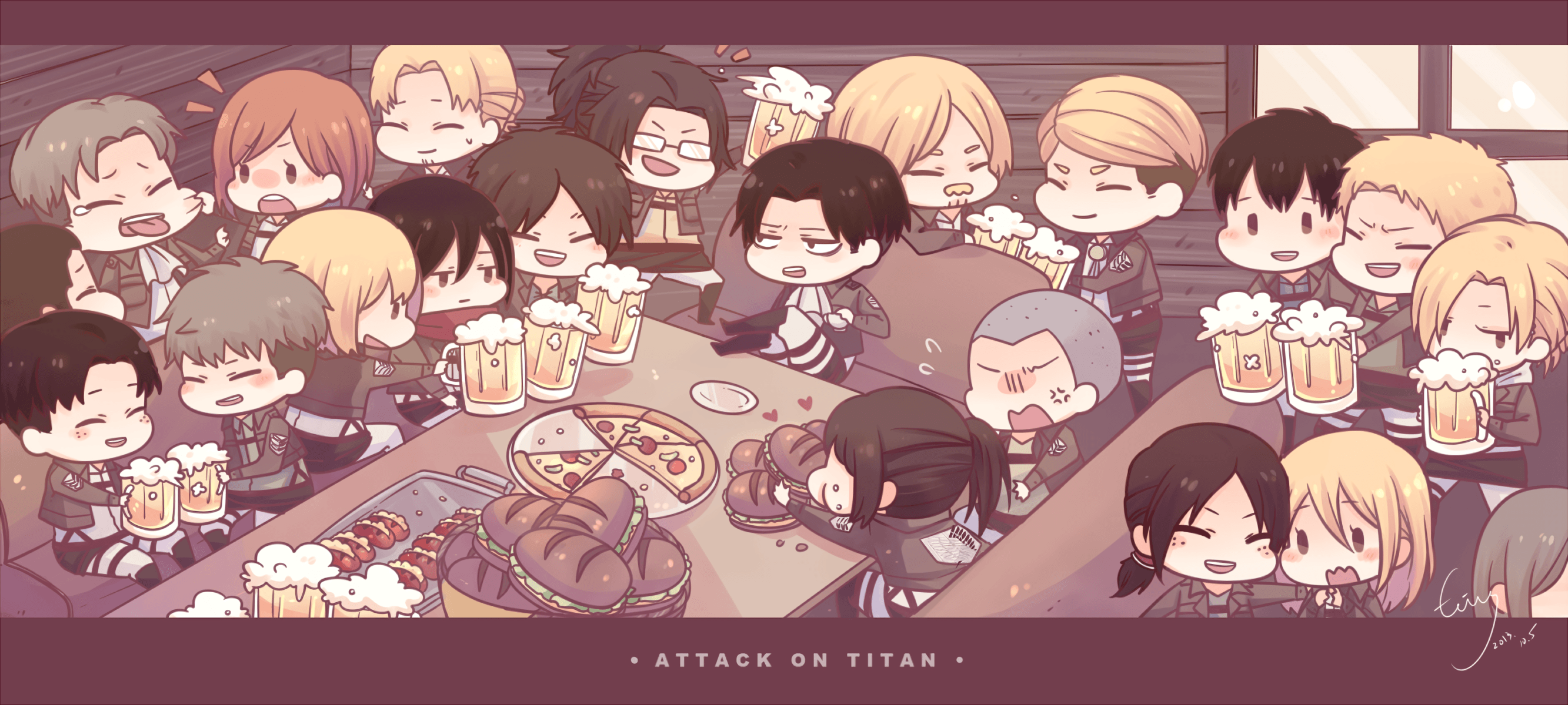 2666x1200 Eren Yeager Mikasa Ackerman Armin Arlert Levi Ackerman Hange Zoe Petra Ral Reiner Braun Bertolt Hoov Wallpaper:2666x1200