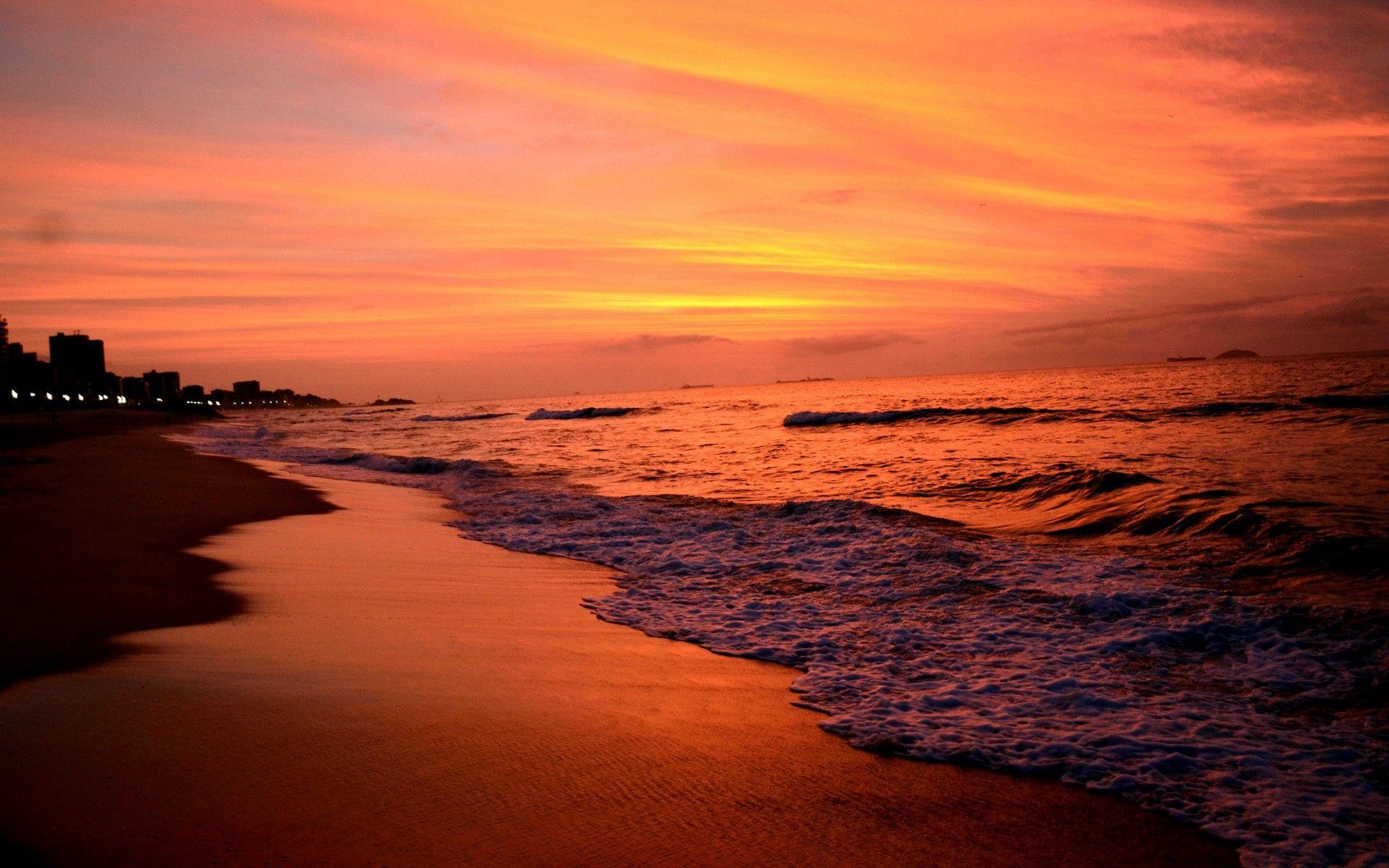 1920x1200 sunset, seaside, beaches wallpaper