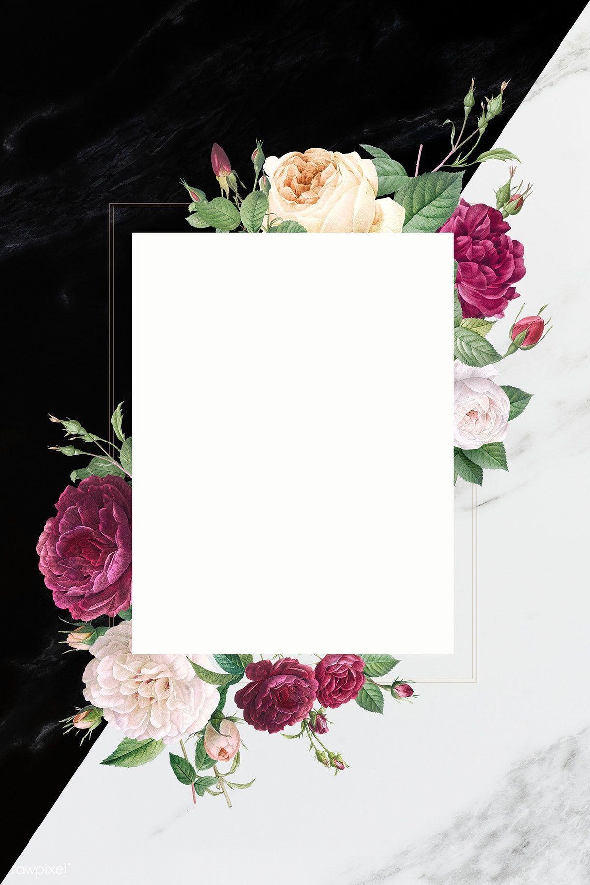 1200x1800 Download premium illustration of Rectangular frame decorated with roses. Photo frame wallpaper, Floral poster, Flower background wallpaper