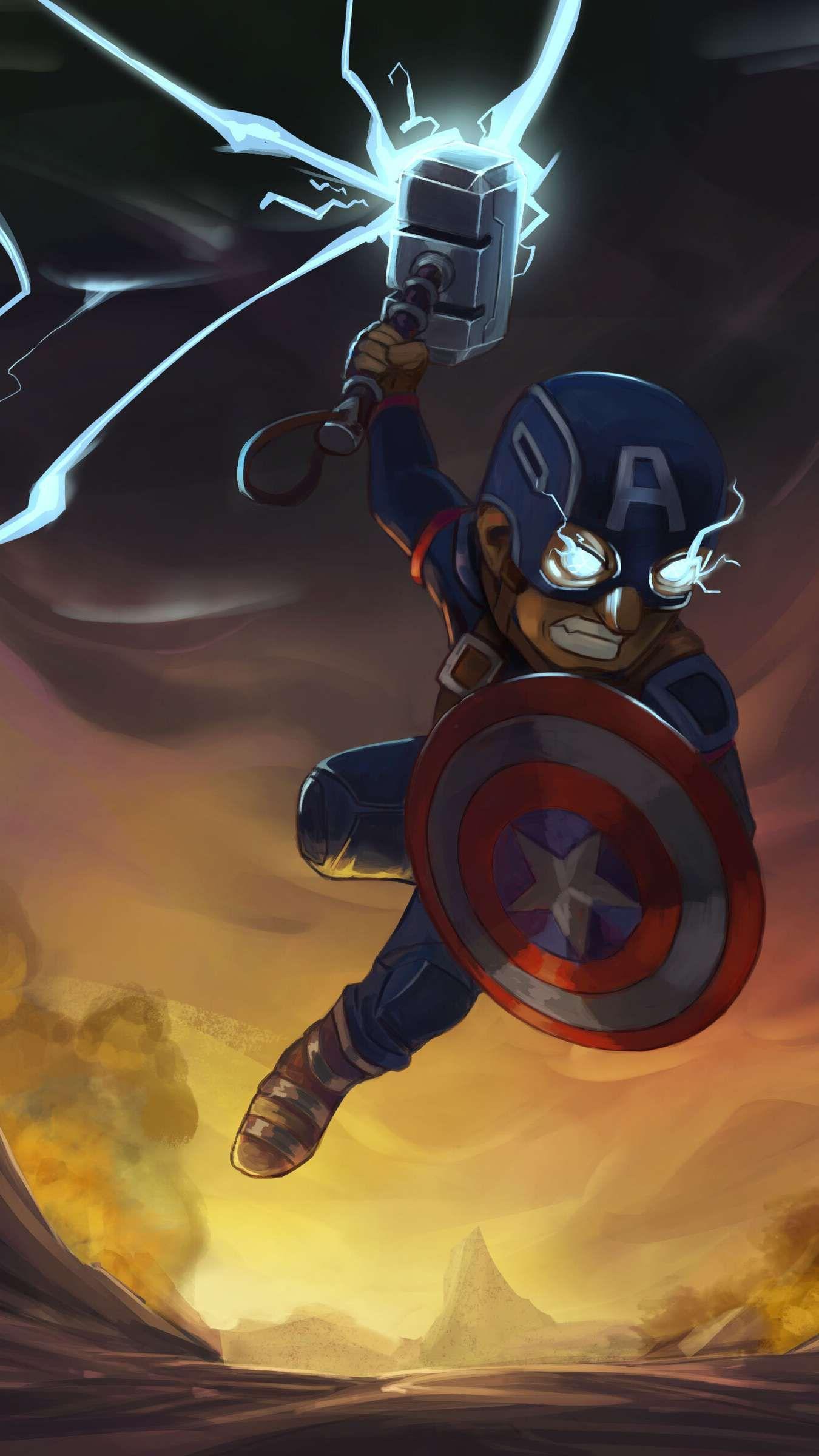 1350x2400 Captain America Thor Hammer Cartoon IPhone Wallpaper. Marvel wallpaper, Marvel wallpaper hd, Avengers wallpaper