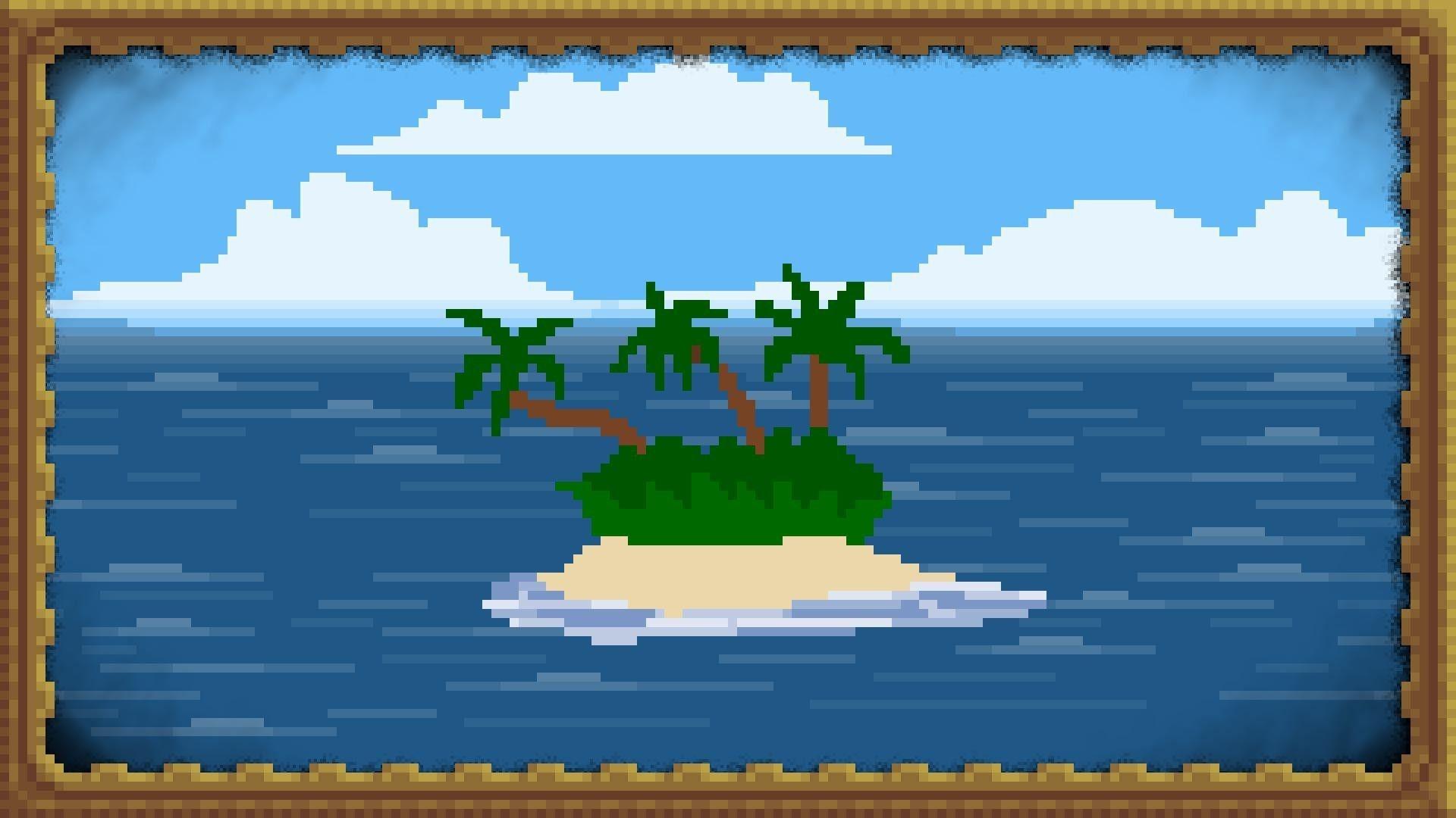 1920x1080 digital Art, Nature, Minimalism, Pixel Art, Island, Sea, Palm Trees, Clouds, Picture Frames Wallpaper HD / Desktop and Mobile Background