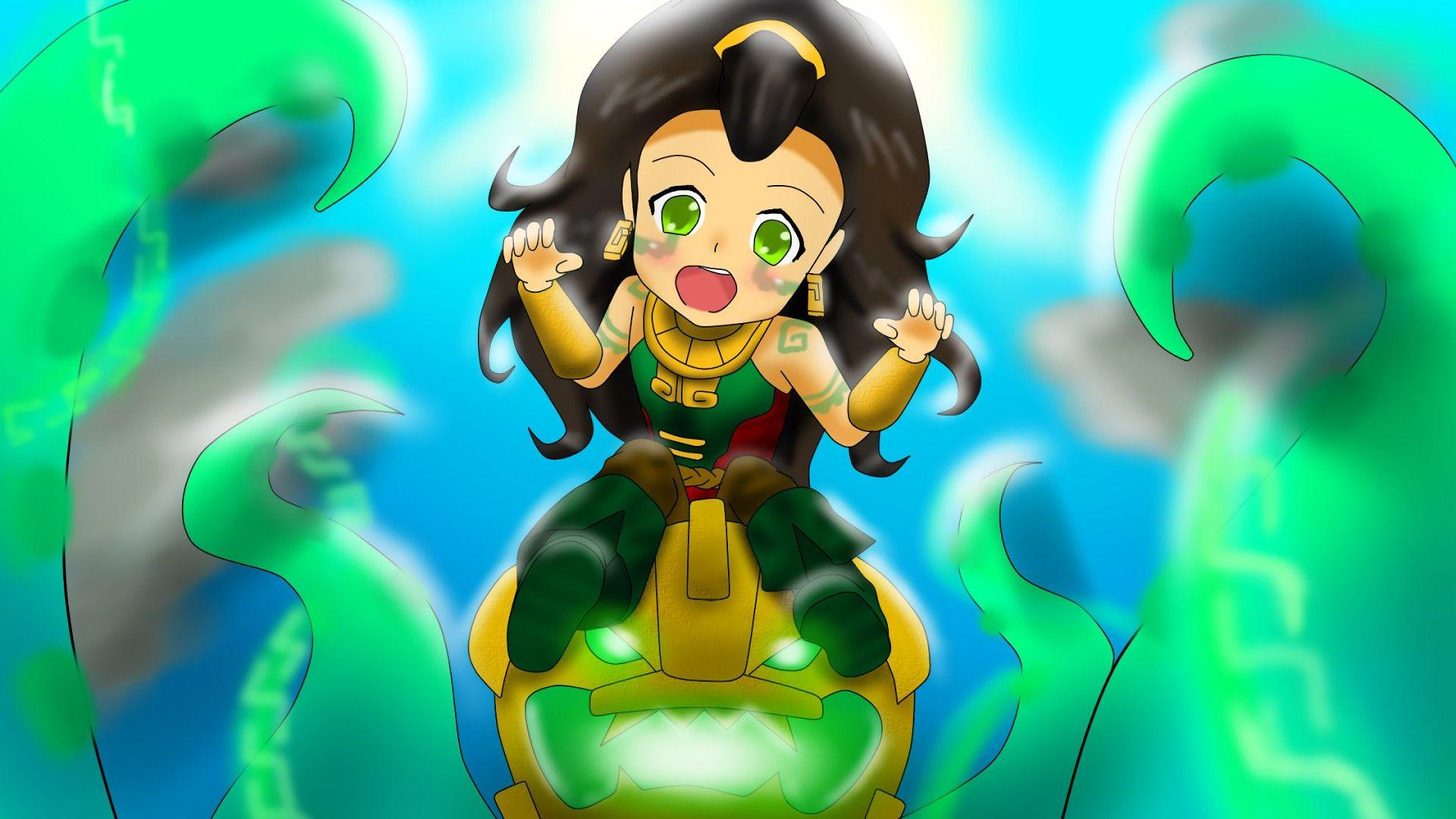 1920x1080 Chibi Illaoi. Wallpaper & Fan Arts. League Of Legends