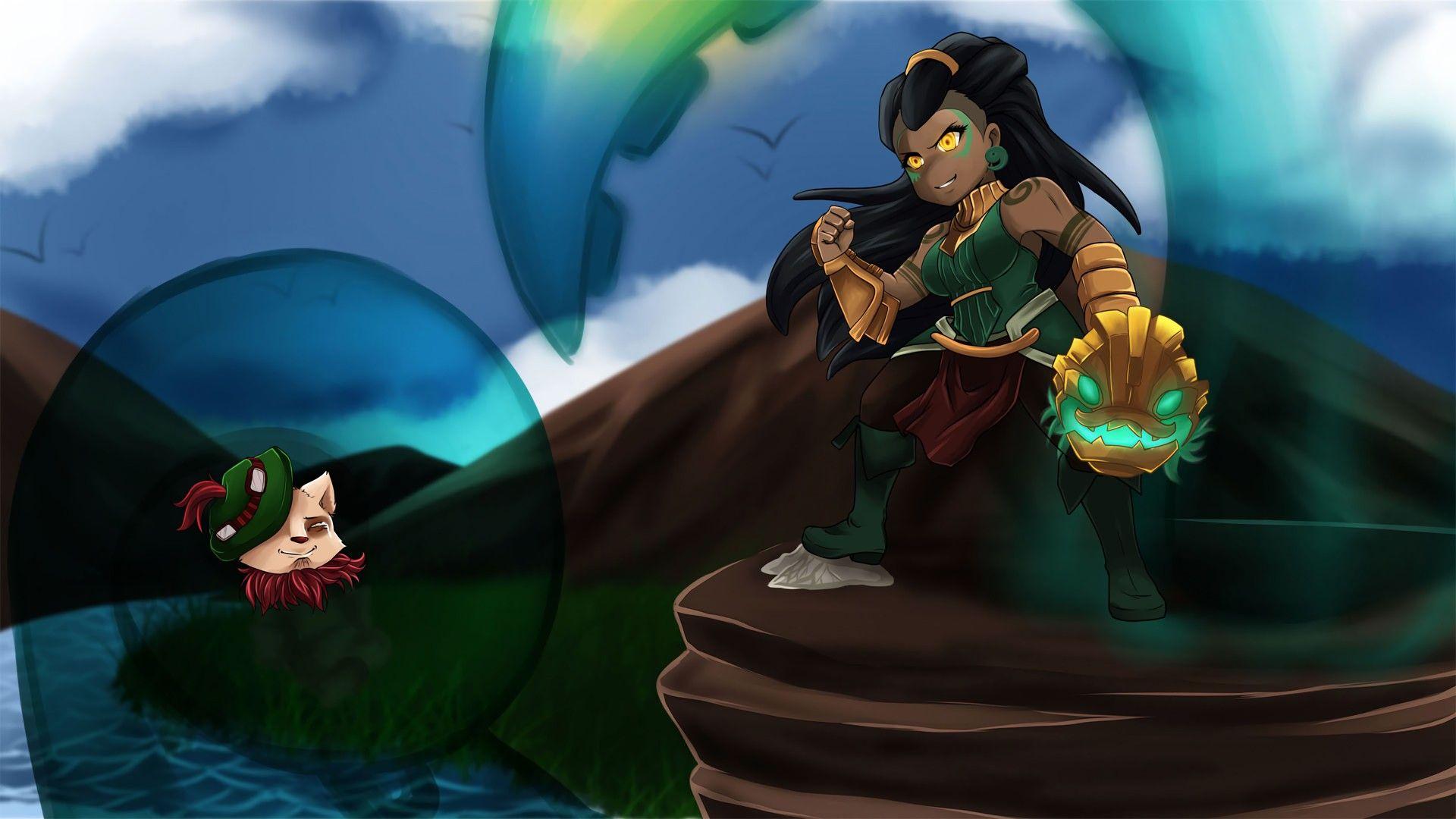 1920x1080 Illaoi & Teemo By Dweynie HD Wallpaper Fan Art Artwork Of Legends Teemo HD